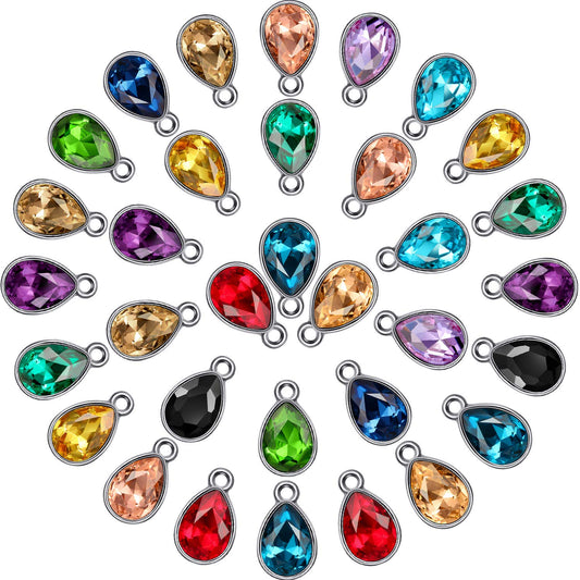 52 Pieces Water Drop Pendants Crystal Beads Pendants Charms Rhinestone Teardrop Jewelry Findings for Women DIY Necklace Jewelry Making, 7 x 10 mm, 13 Colors