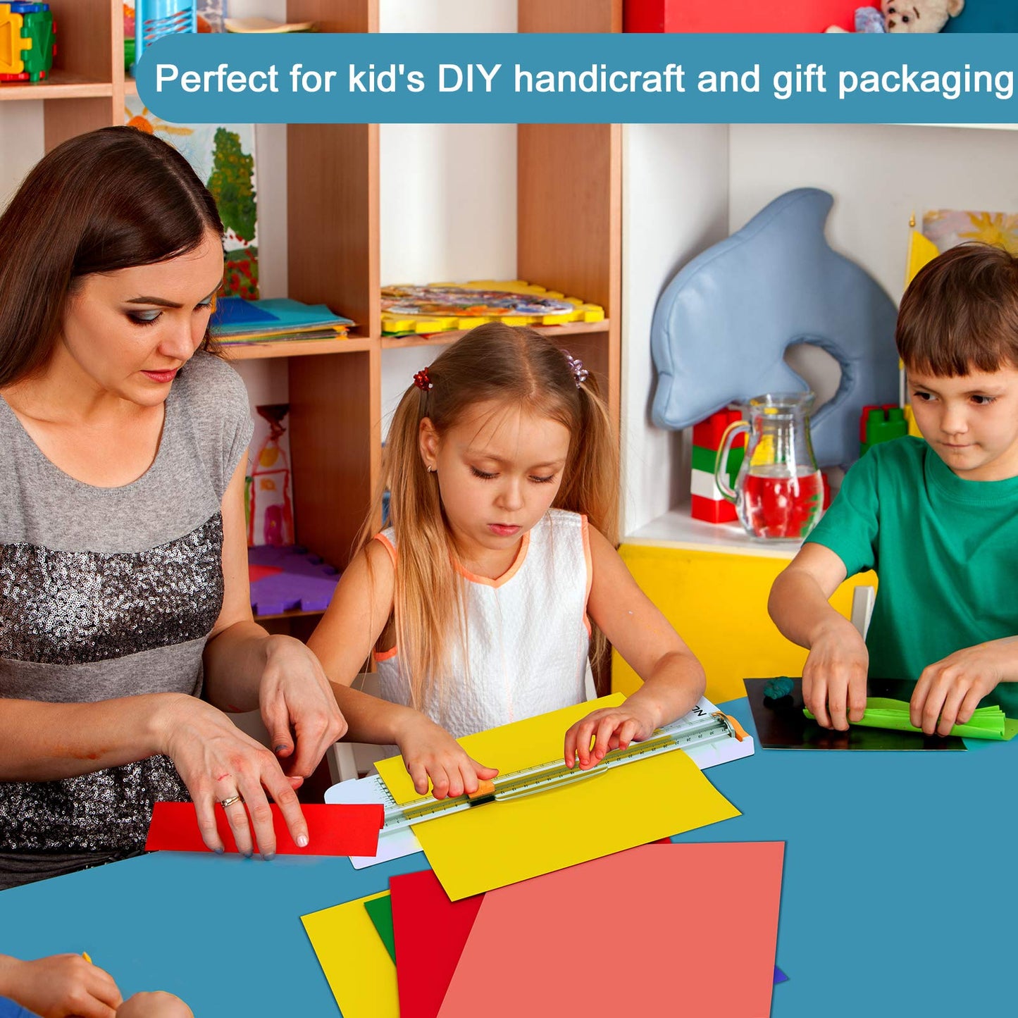 Paper Cutter 12 Inch Titanium Paper Trimmer Scrapbooking Tool with Automatic Security Safeguard and Side Ruler for A4, Craft Paper, Label, Photo and Cardstock White