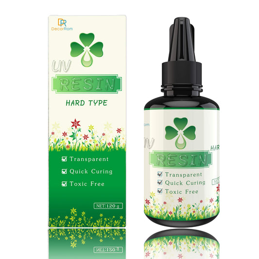 UV Resin - Crystal Clear Hard Type Glue Ultraviolet Curing Resin for DIY Jewelry Making Craft Decoration - Transparent Solar Cure Sunlight Activated Resin for Resin Mold, Casting and Coating - 120g