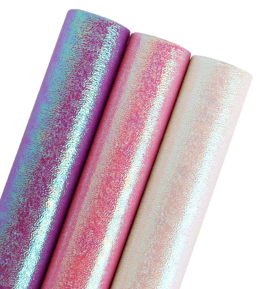 Wrapping Paper Roll - Pink/White/Purple Rainbow Color for Birthday, Wedding, Mother's Day, Valentine's Day, Holiday, Baby Shower Wrap - 3 Rolls - 30 inch X 120 inch Per Roll