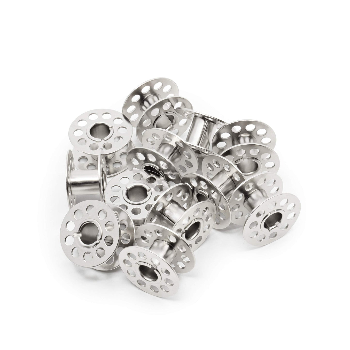 Dritz 939 Bobbins, Class 15, Metal, Includes Reusable Storage Box, (12-Count), Silver