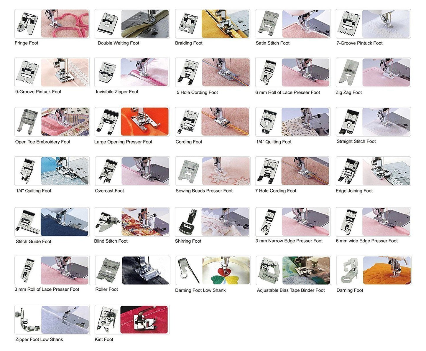 Stormshopping 52pcs Sewing Machine Presser Feet Set - Metal, Low Shank for Singer, Brother, Babylock, Janome and Kenmore