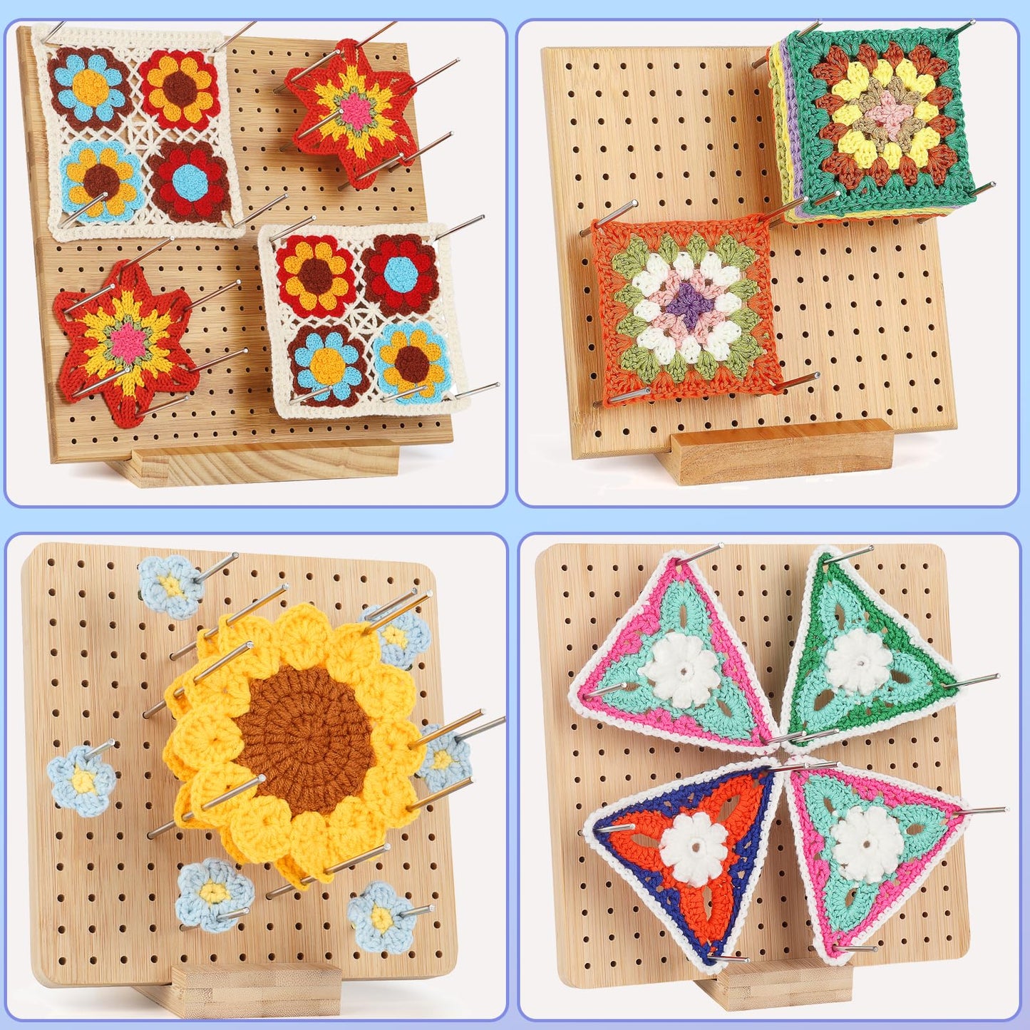 Aeelike Stainless Steel Rod Pins for Blocking Board, Knitting & Crochet Supplies Blocking Pins Kit, 20pcs Metal Pegs Length 5.90" with Yellow Box for Blocking Mats Granny Squares Small Projects