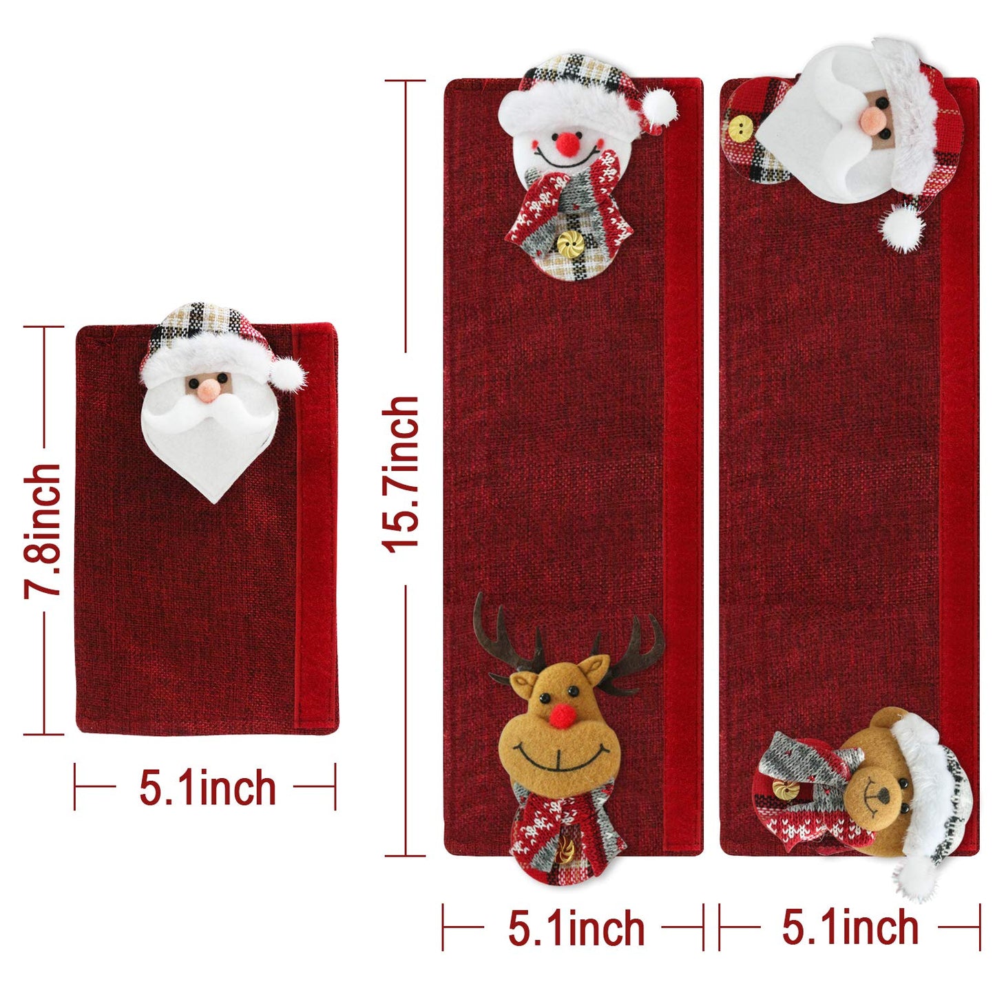 Christmas Fridge Handle Covers - Santa & Snowman Kitchen Decor, Set of 6