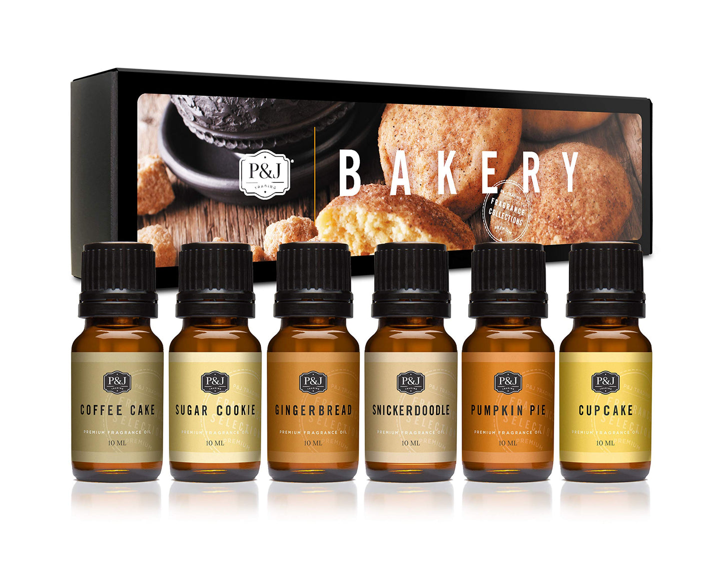 P&J Trading Bakery Set of 6 Fragrance Oils - Pumpkin Pie, Cupcake, Sugar Cookies, Coffee Cake, Snickerdoodle, Gingerbread Candle Scents, Soap Making, Diffuser Oils