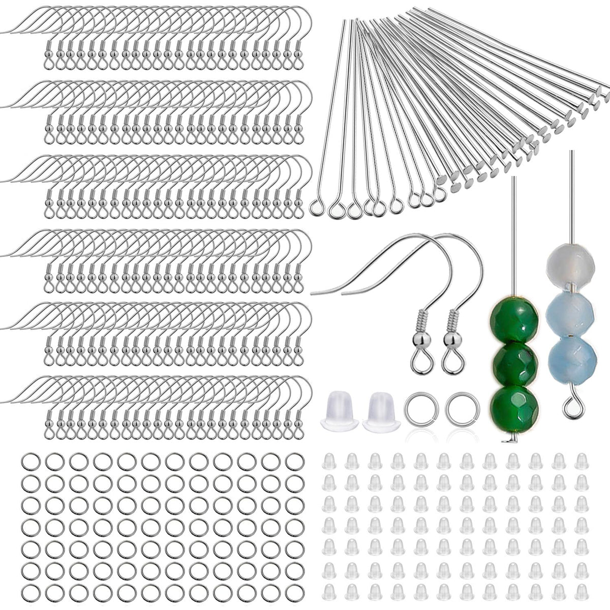 800PCs Fish Hooks & Pins, Earring Making Kit (Fish Hook Silver)