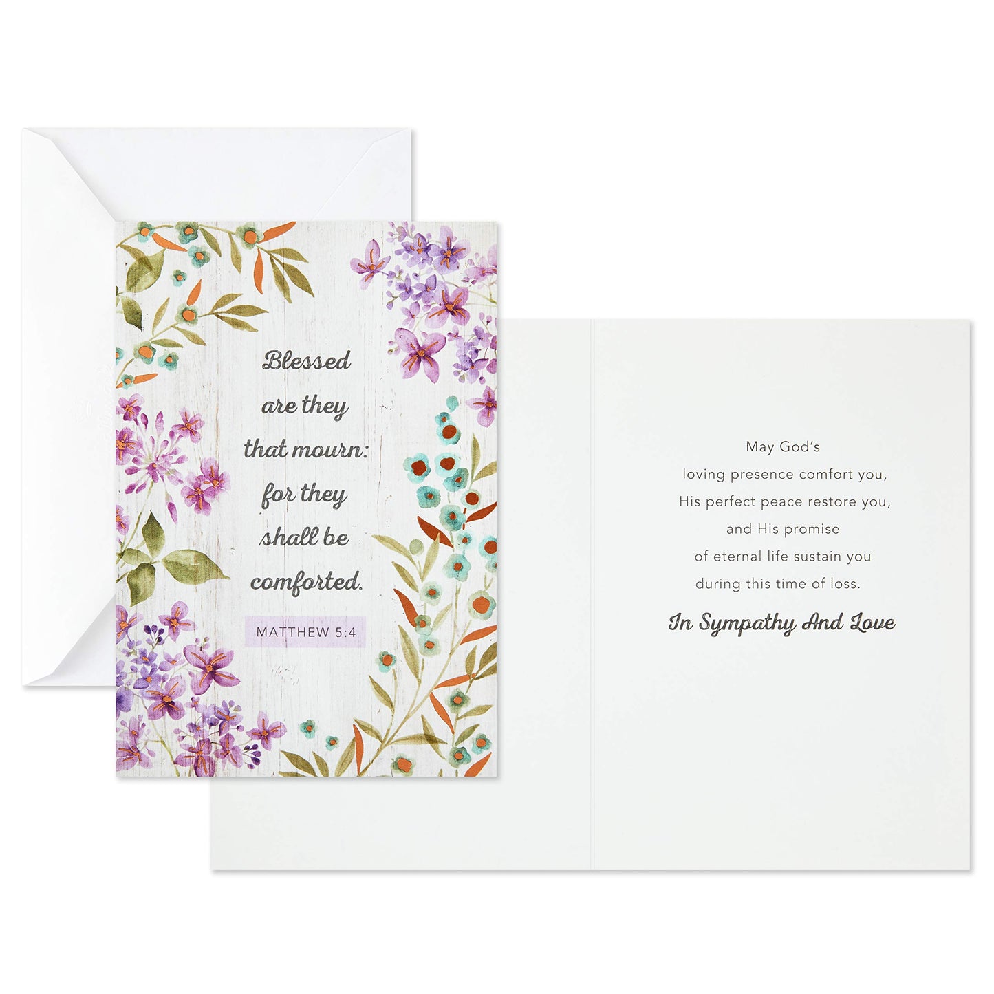 Assorted Religious Sympathy Cards, Floral Wreaths (12 Cards with Envelopes)
