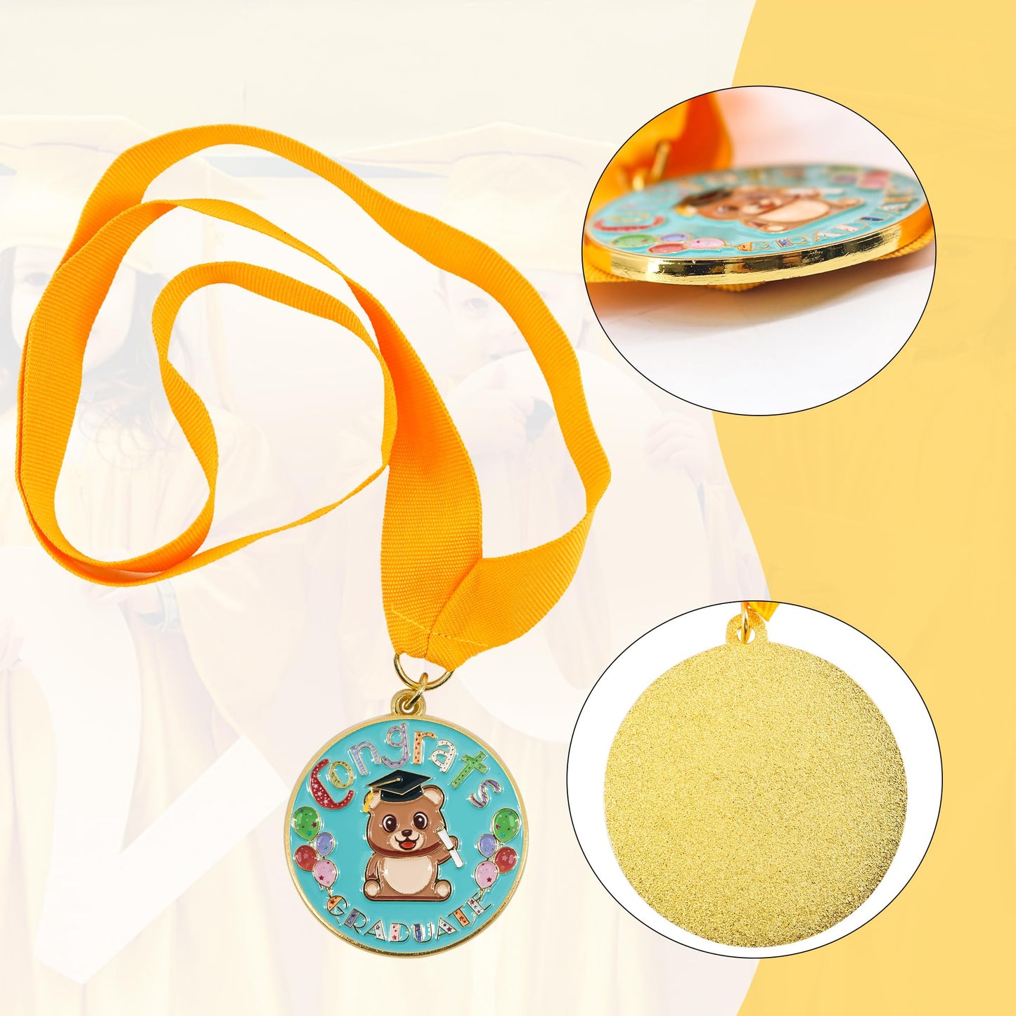 GraduationMall Congrats Kids Graduation Medal with Neck Ribbon,Kindergarten & Preschool Graduation Award Medallion,Party Decoration,1 Piece