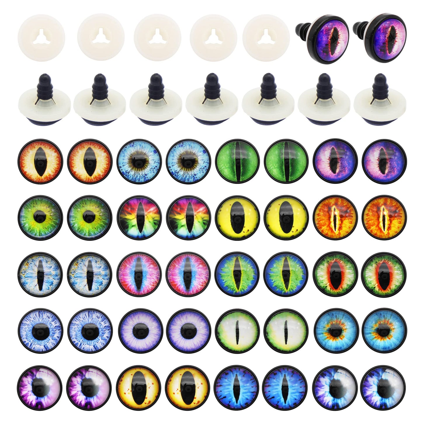 Julie Wang 40PCS 18MM Dragon Safety Eyes Animal Crafts Making Supplies for Adult Artist Model Enthusiast Amigurumi Crochet Project DIY with Washer 0.71inches