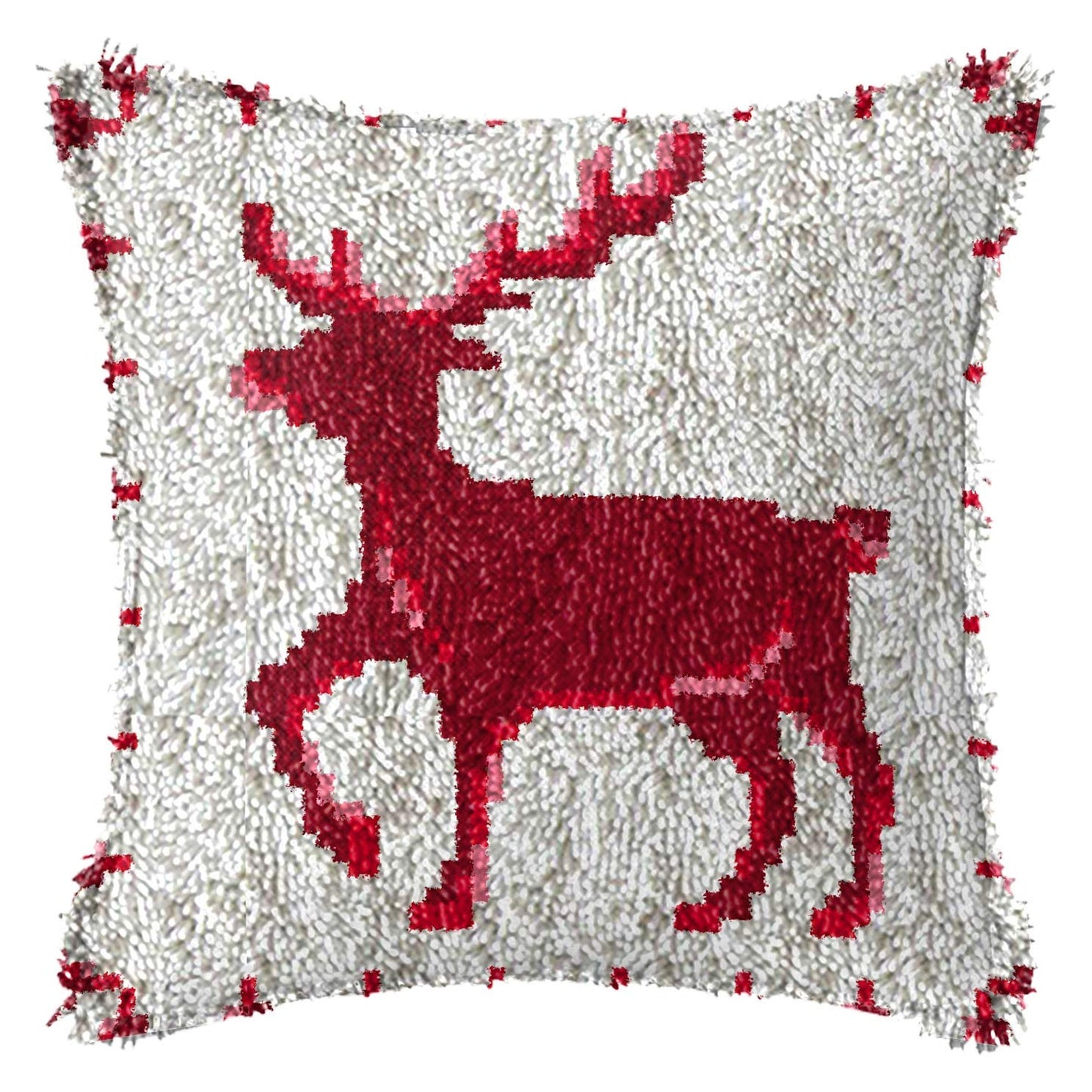 MIAOLLUN Latch Hook Kit, Christmas Latch Hook Kits for Adults DIY Decorative Pillowcase Embroidery Cross Stitch Arts Craft for Home Sofa Furniture 17X17inch Christmas Reindeer