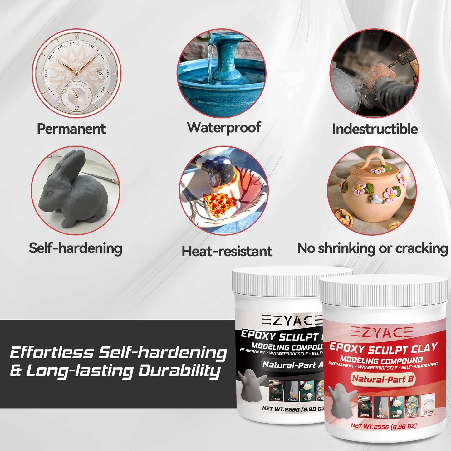 Epoxy Clay, Epoxy Sculpt Modeling Clay, Epoxy Sculpt Clay, 2 Part Modeling Compound (A & B) of Magic Sculpt Clay, Magic Sculpt Epoxy Clay for Sculpting, Modeling, Building and Repairing, Natural