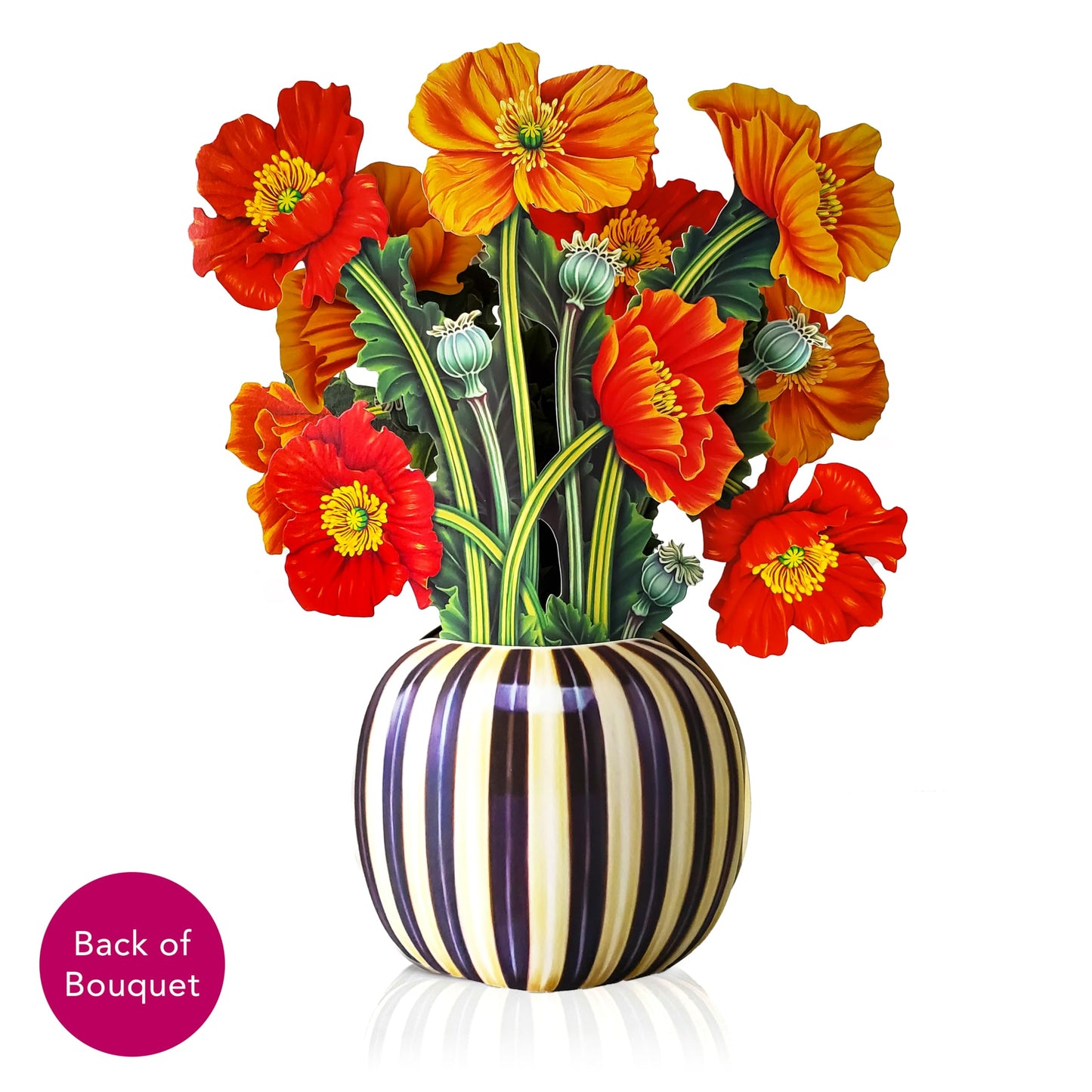 Freshcut Paper Pop Up Cards, French Poppies, 12 Inch Life Sized Forever Flower Bouquet 3D Popup Greeting Card, Birthday Cards, Thank You Card, Blank Notecard & Envelope