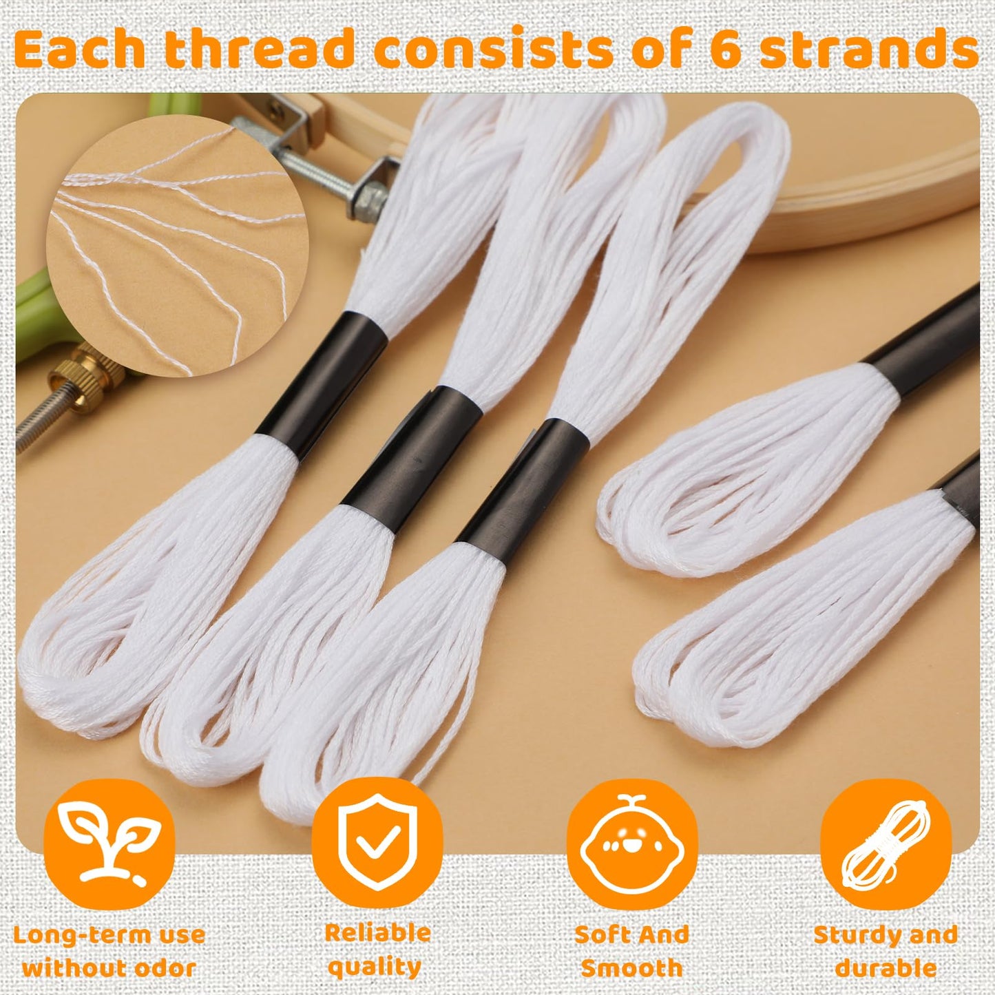 Cross Floss Stitch Thread, Embroidery Cross Floss, Embroidery Thread Floss Set Including Plastic Floss Bobbins, Needle Threader, Hand Sewing Needle for Embroidery