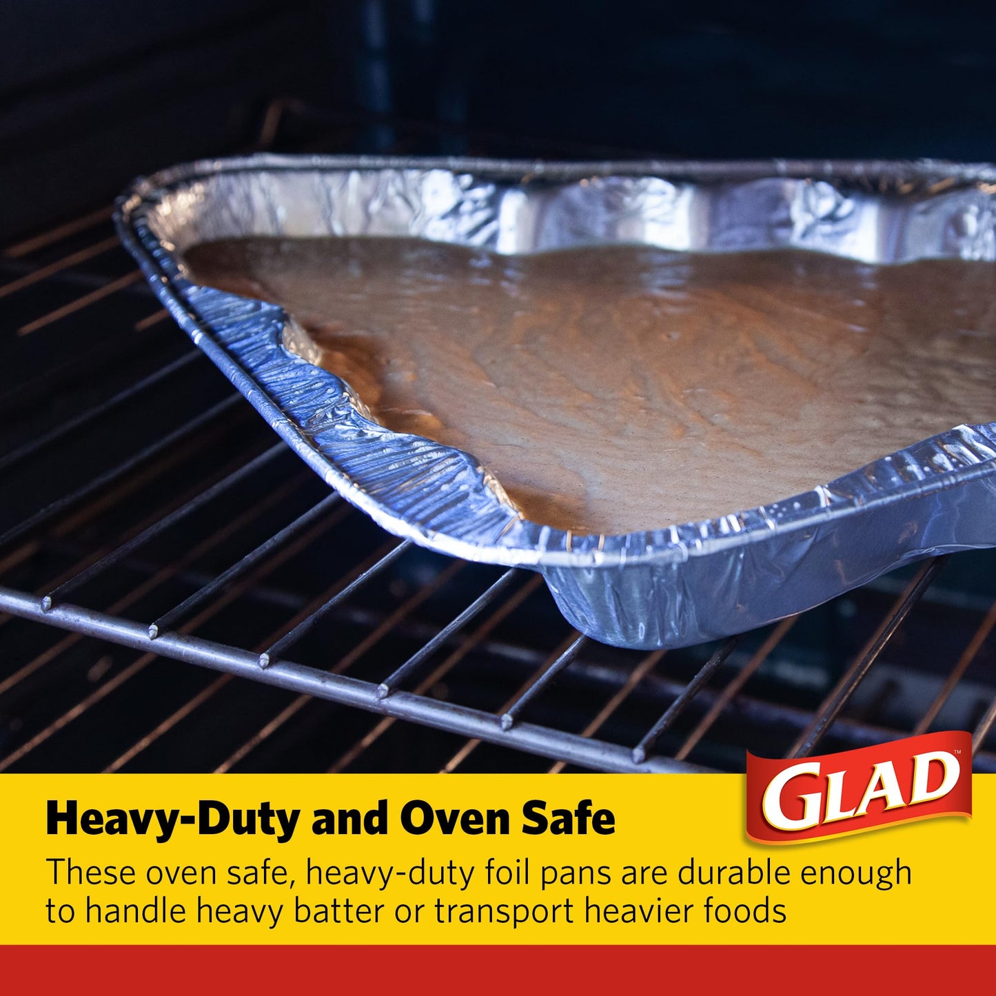 Glad Holiday Edition Christmas Tree Aluminum Bake Pans with Red and White Snowflake Pattern, Disposable Christmas Baking Pans, Christmas Tree Cake Pan, 2 Count