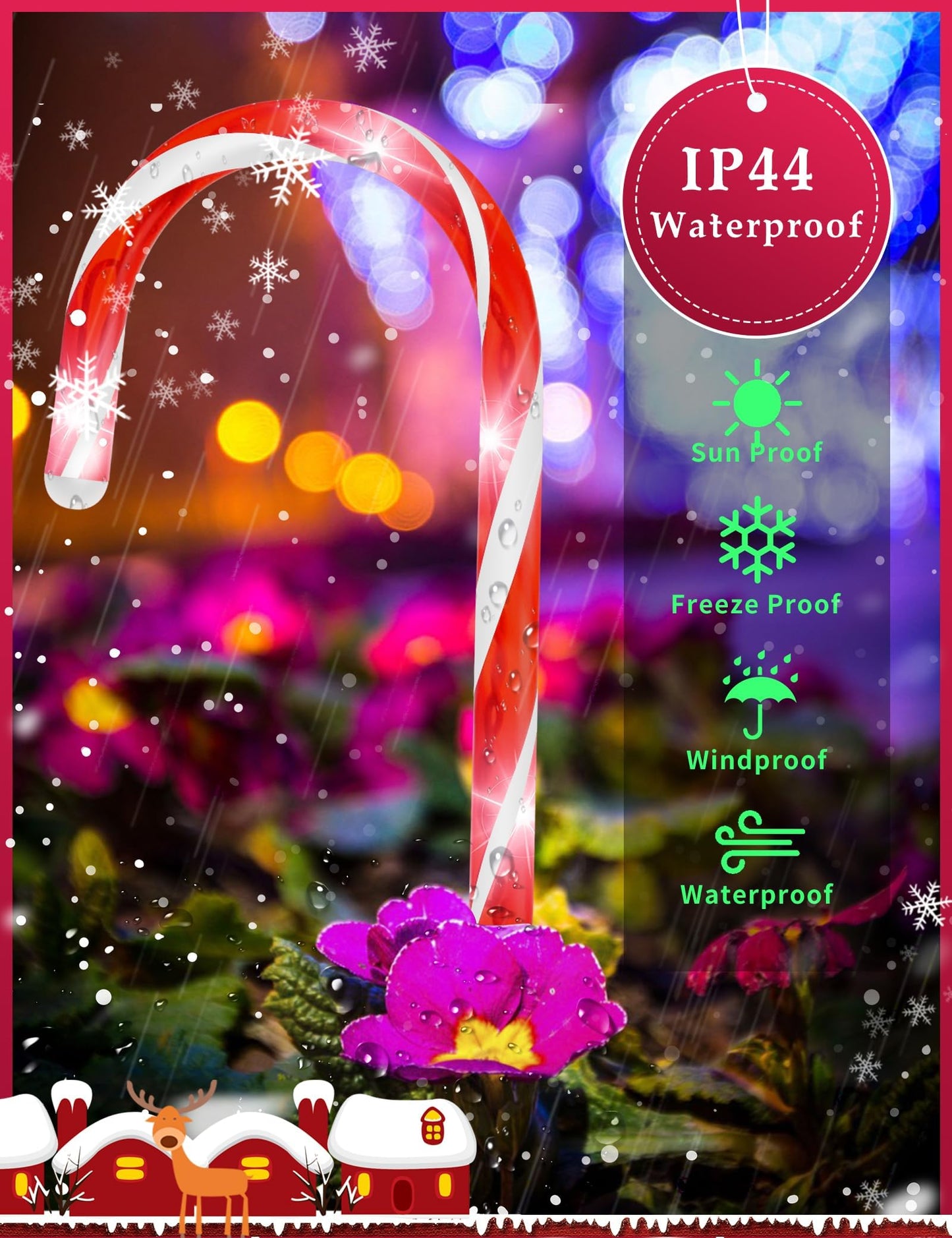 Solar Christmas Pathway Lights Outdoor Decorations, Solar Candy Cane Lights for Yard Patio Garden Walkway with 8 Light Mode, Remote, Timer, 48 LED, Upgraded Christmas Outdoor Decorations, 8 Pack