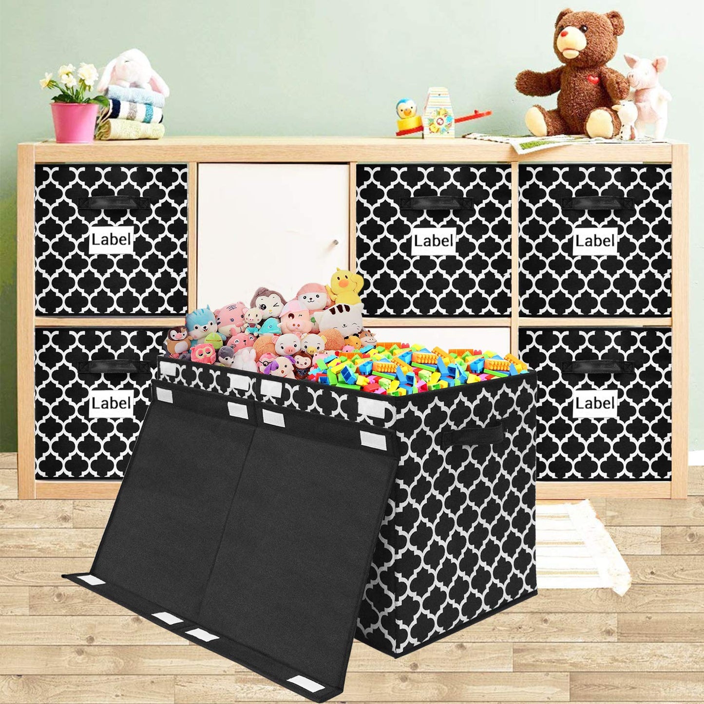 homyfort Large Toy Storage Organizer with Lid and Divider - Durable Toy Box for Boys, Kids, Toddler, Collapsible Toy Chest for Living Room Area, Playroom, Nursery, Black