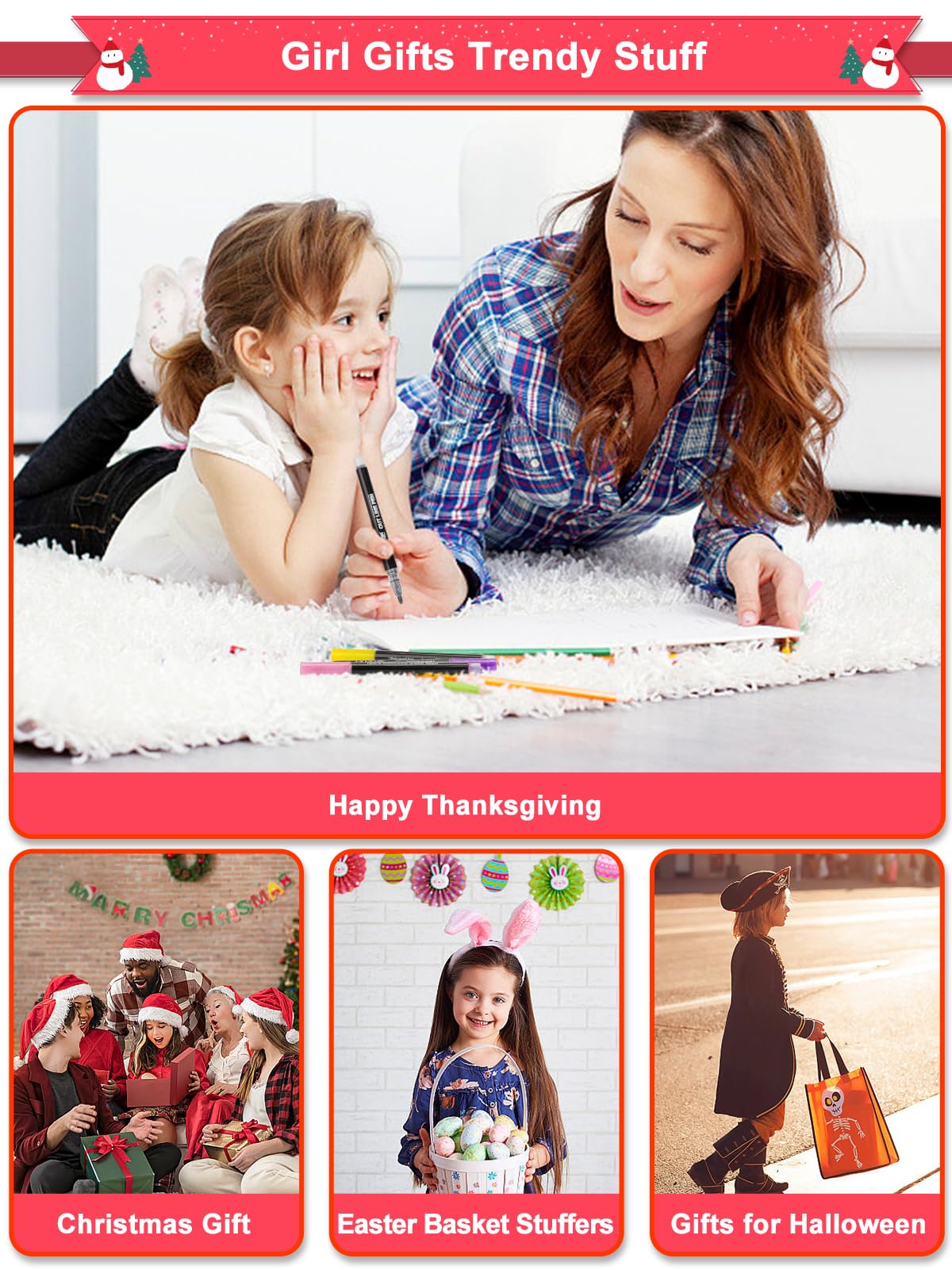 Markers, 12 Glitter Metallic Coloring Doodle Gel Pens, Tween Teen Girl Easter Basket Stuffers Gifts Trendy Stuff, Cute School Art Craft Classroom Supplies Set for Kids Ages 4-16