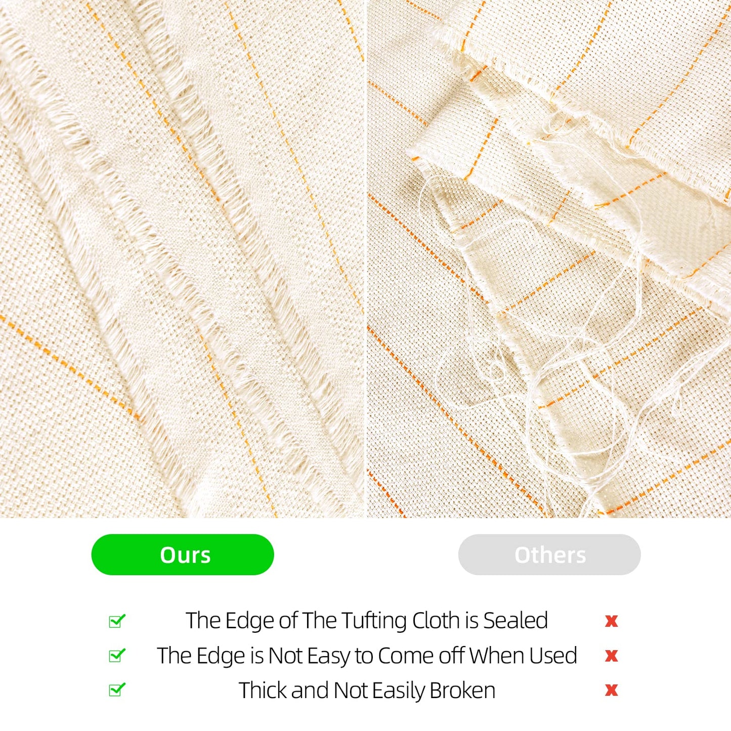 ROCKY&CHAO 70"x40" Non-Slip Backing Felt Cloth for Tufted Rugs, 59"x39" Tufting Cloth with Yellow Marked Lines for Rug Tufting, Monk Cloth Rug Tufting Kit for Tufting Gun, Punch Needle, Rug Hooking