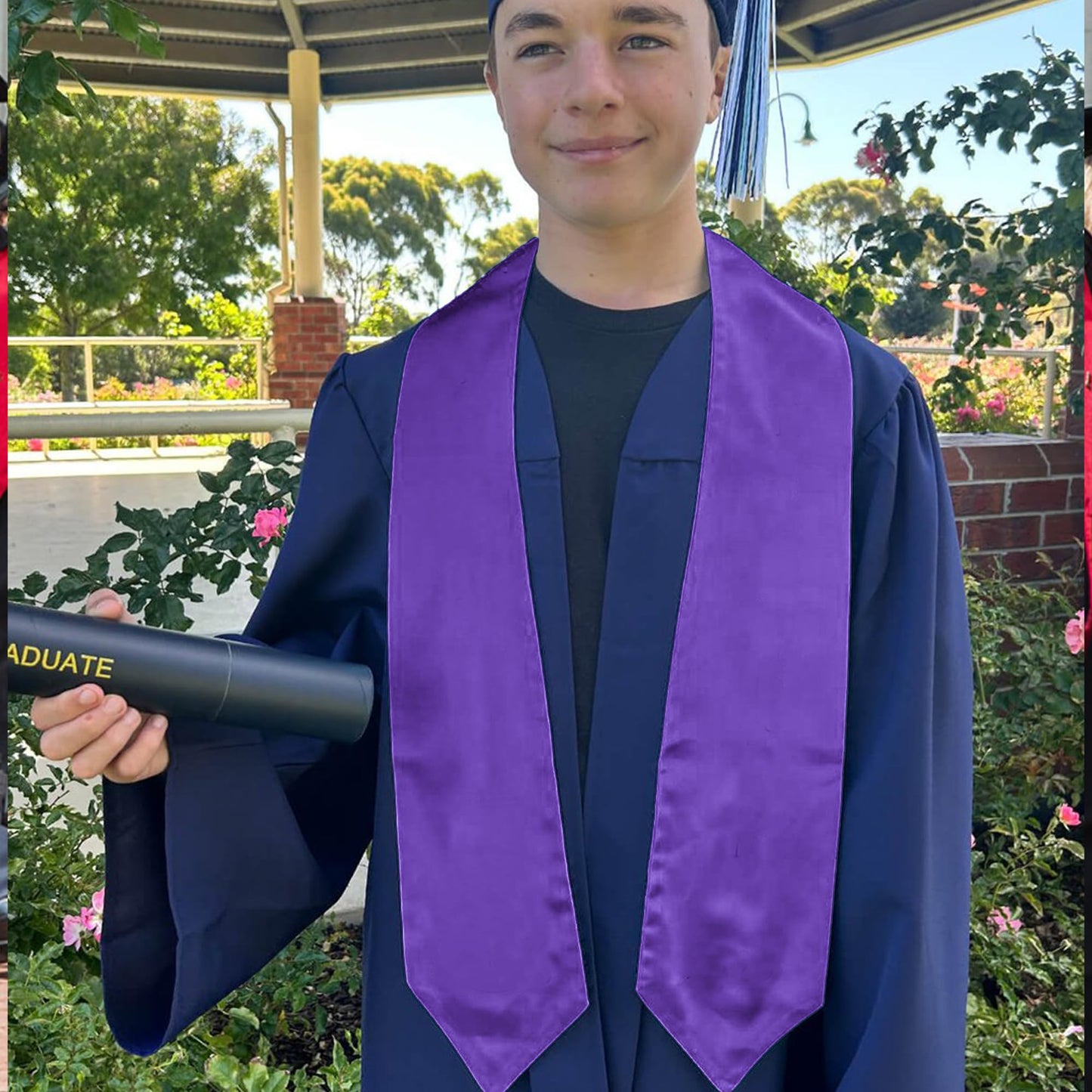GraduationMall Unisex Adult Plain Graduation Stole 60" Purple