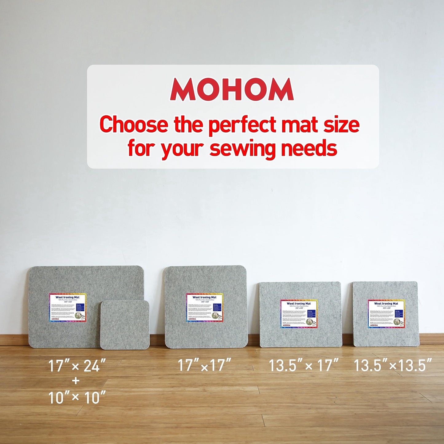 MOHOM 17" x 13.5" Wool Pressing Mat 100% New Zealand Felted Wool Ironing Mat Pad Blanket for Quilter, Sewing, Quilting Supplies and Notions