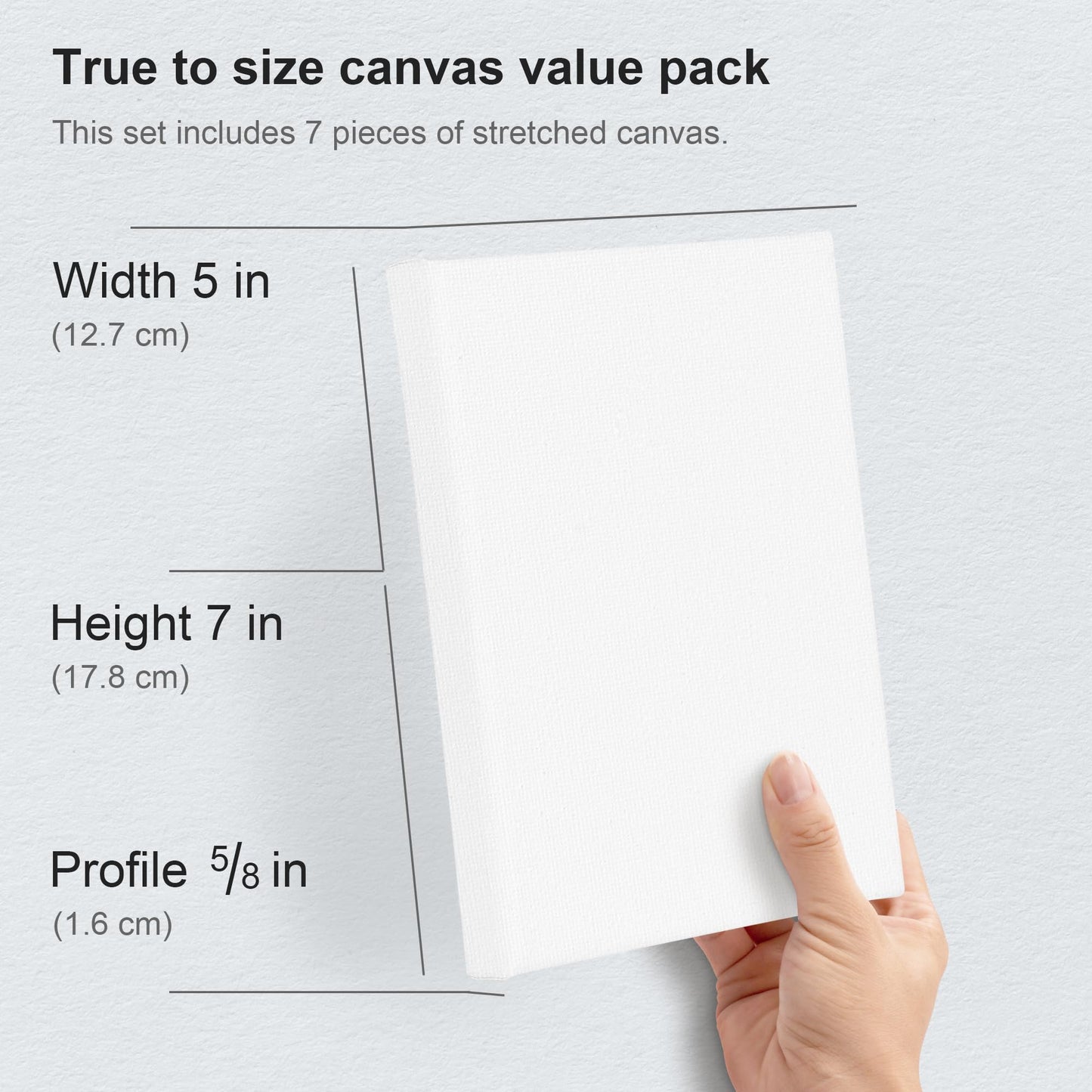 Stretched Canvas for Painting 5x7 Inch/7 Value Pack, 8 Oz Triple Primed 5/8 Inch Profile 100% Cotton White Blank Canvas,Small Framed Canvas for Oil Acrylic & Pouring Art