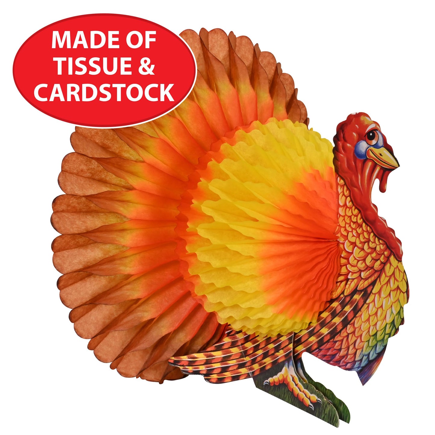Beistle Colorful Tissue Turkey Centerpiece
