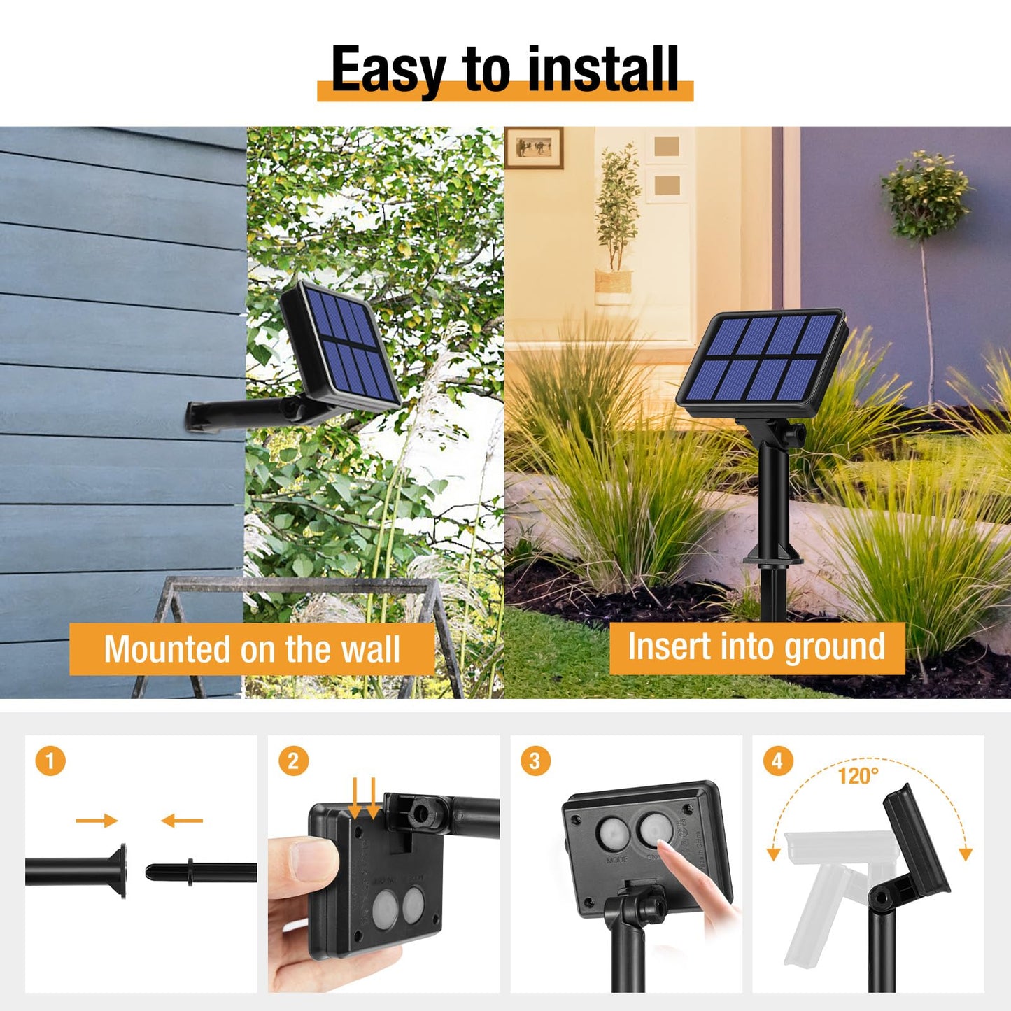 4 Pack Solar String Lights Outdoor - 320LED 132FT Halloween Solar Fairy Lights Outside Waterproof, 8 Modes Purple Solar Powered Twinkle Lighting Decorations for Tree Garden Yard Spooky Patio Party