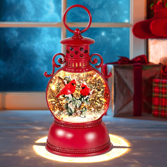 Christmas Snow Globes, Cardinal Christmas Water Globes with 8 Songs, 6H Timer Battery & USB Powered Glitter Snow Globe Music Box Suitable for Christmas Home Decorations Holiday Party Gifts
