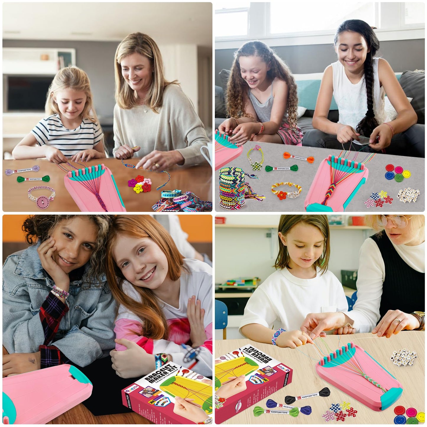 Friendship Bracelet Making Kit for Girls Ages 8-12, Kids Jewelry Making Kit with 28 Pre-Cut Threads and Letter Beads, Arts and Crafts for Kids, Birthday Easter Gifts for 6 7 8 9 10 11 12 Year Old