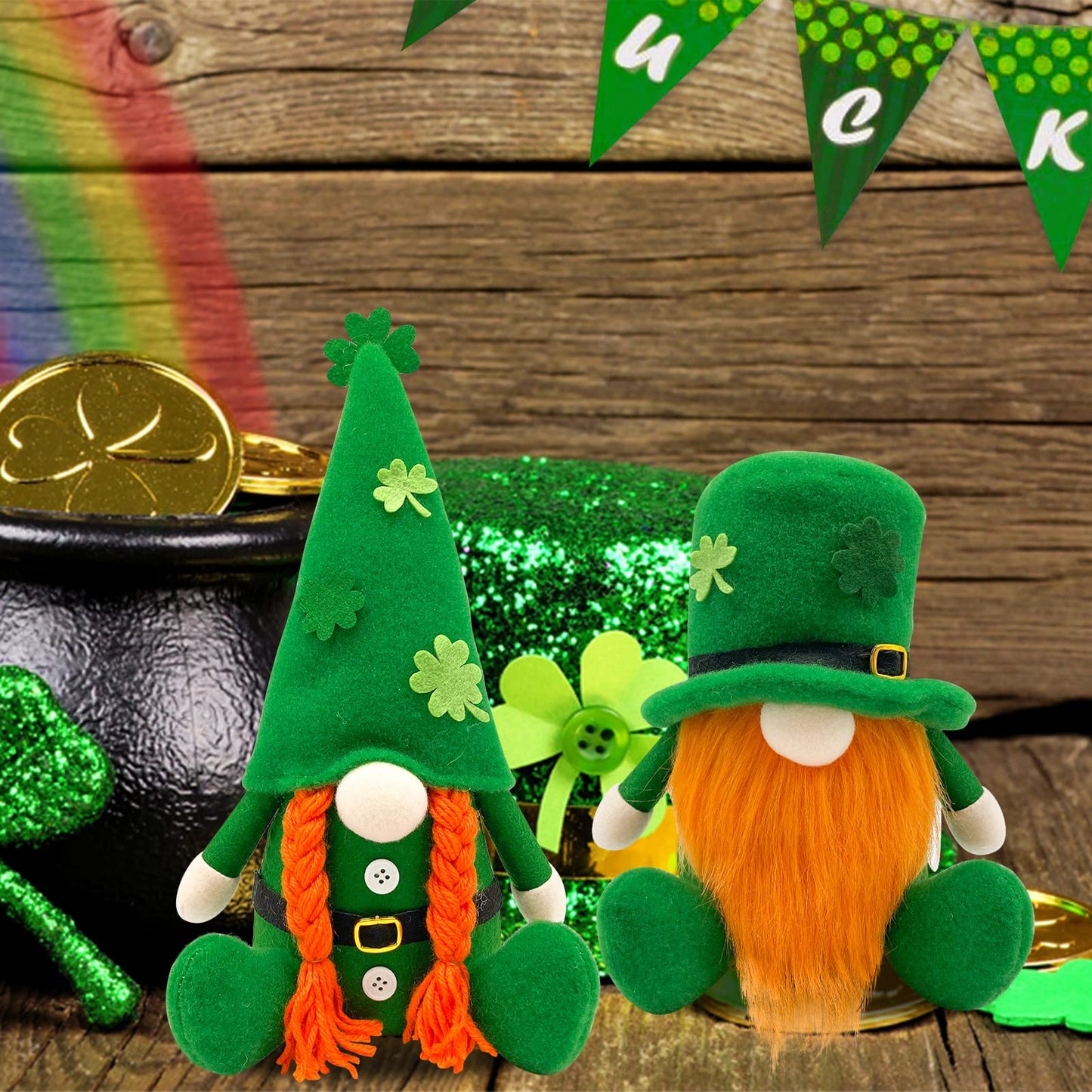 St Patricks Day Decorations - St Patricks Day Decor - Leprechaun Doll, St Patrick's Day Plush Shamrock Gnomes Decorations for Home, Office - Green St. Patricks Day Table Centerpiece - Irish Gifts