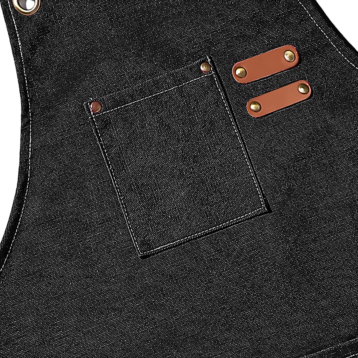 Chef Aprons for Men Women with Oversized Pockets, 16-Ounce Cotton Canvas Cross Back Heavy Duty Work Apron (Black)