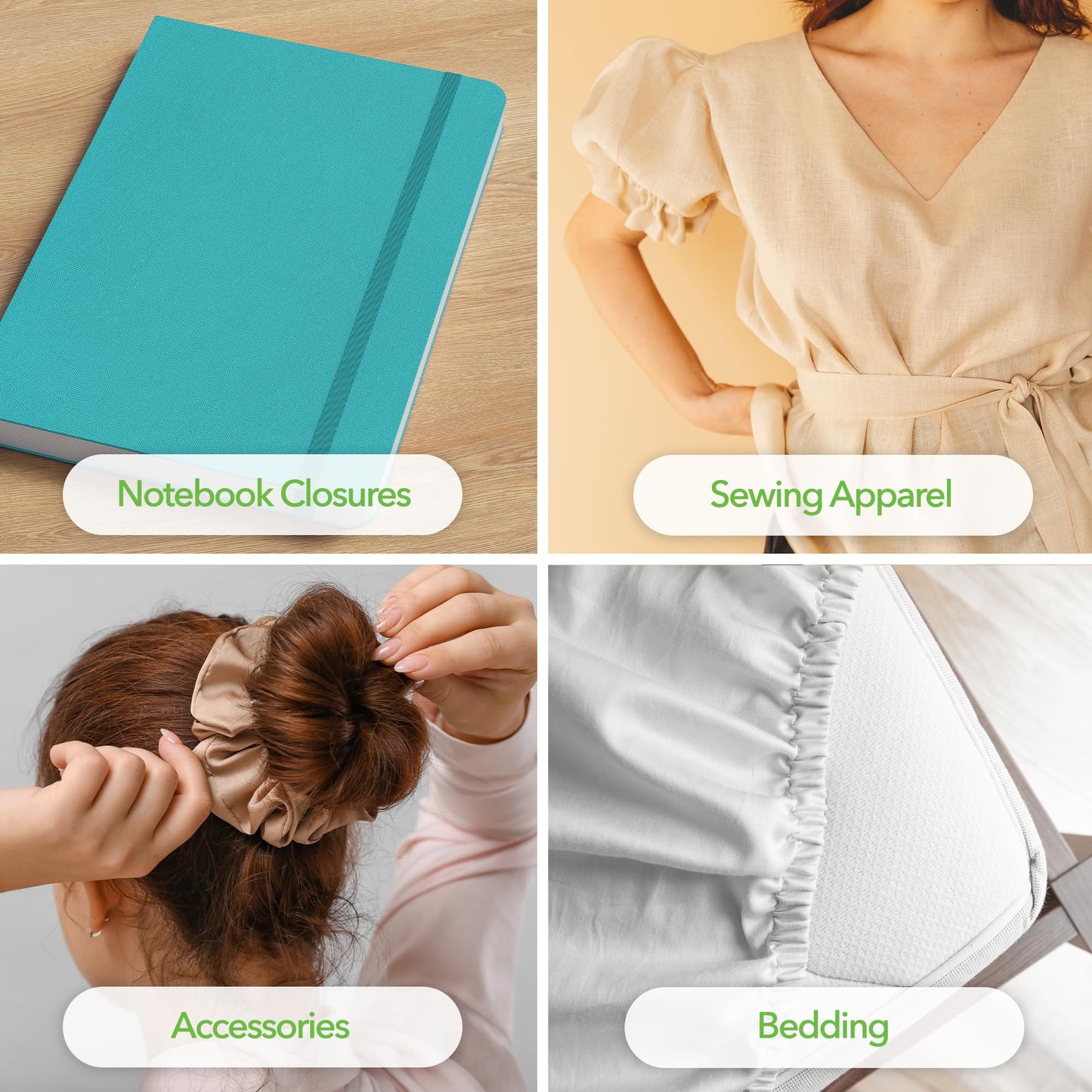 Mandala Crafts 10mm 50 Yds Roll of White Elastic Bands for Sewing - 3/8 Flat Elastics Cord - 3 8 Inch Braided Stretch Straps for Crafting