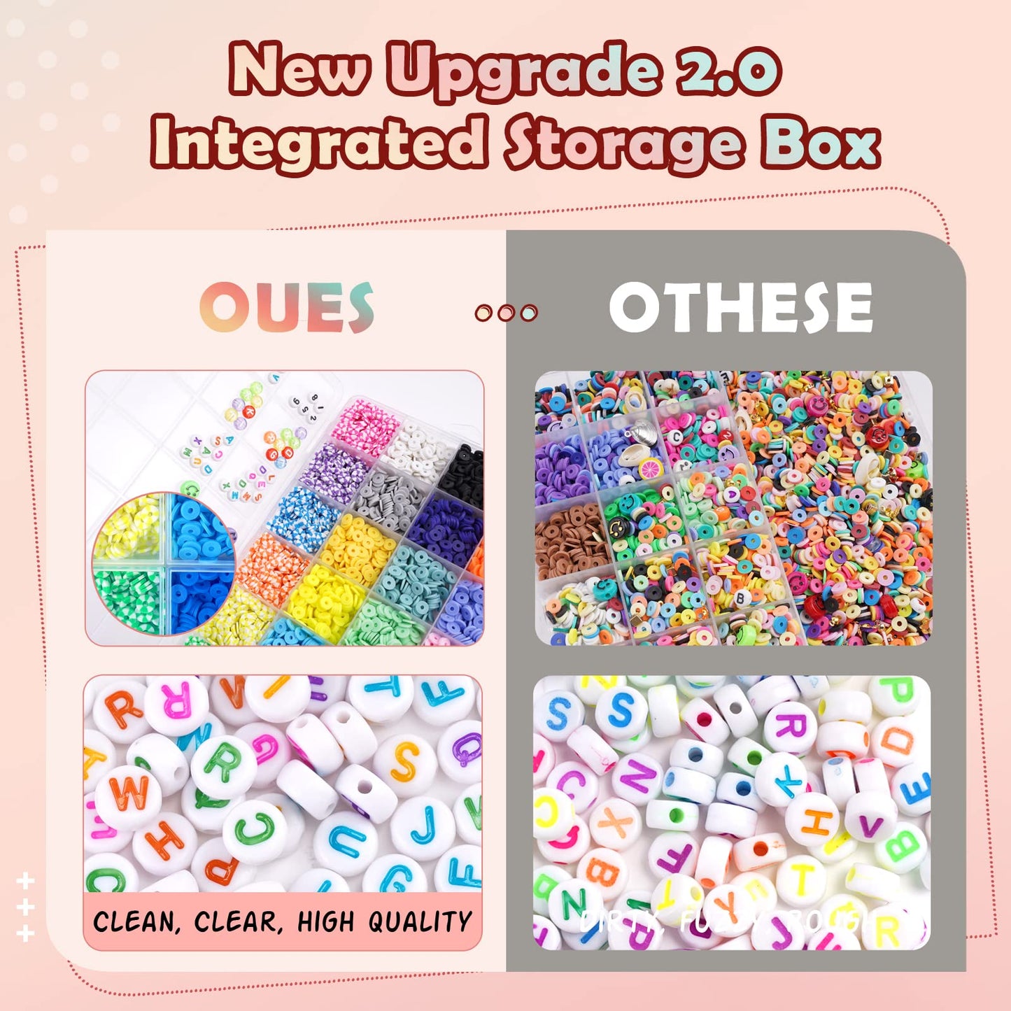 Clay Beads Friendship Bracelet Making Kit, 2 Boxes 7200 Pcs Clay Beads 24 Colors Flat Disc Heishi Bead for Jewelry Making Preppy Set with Glow Number Letter Bead