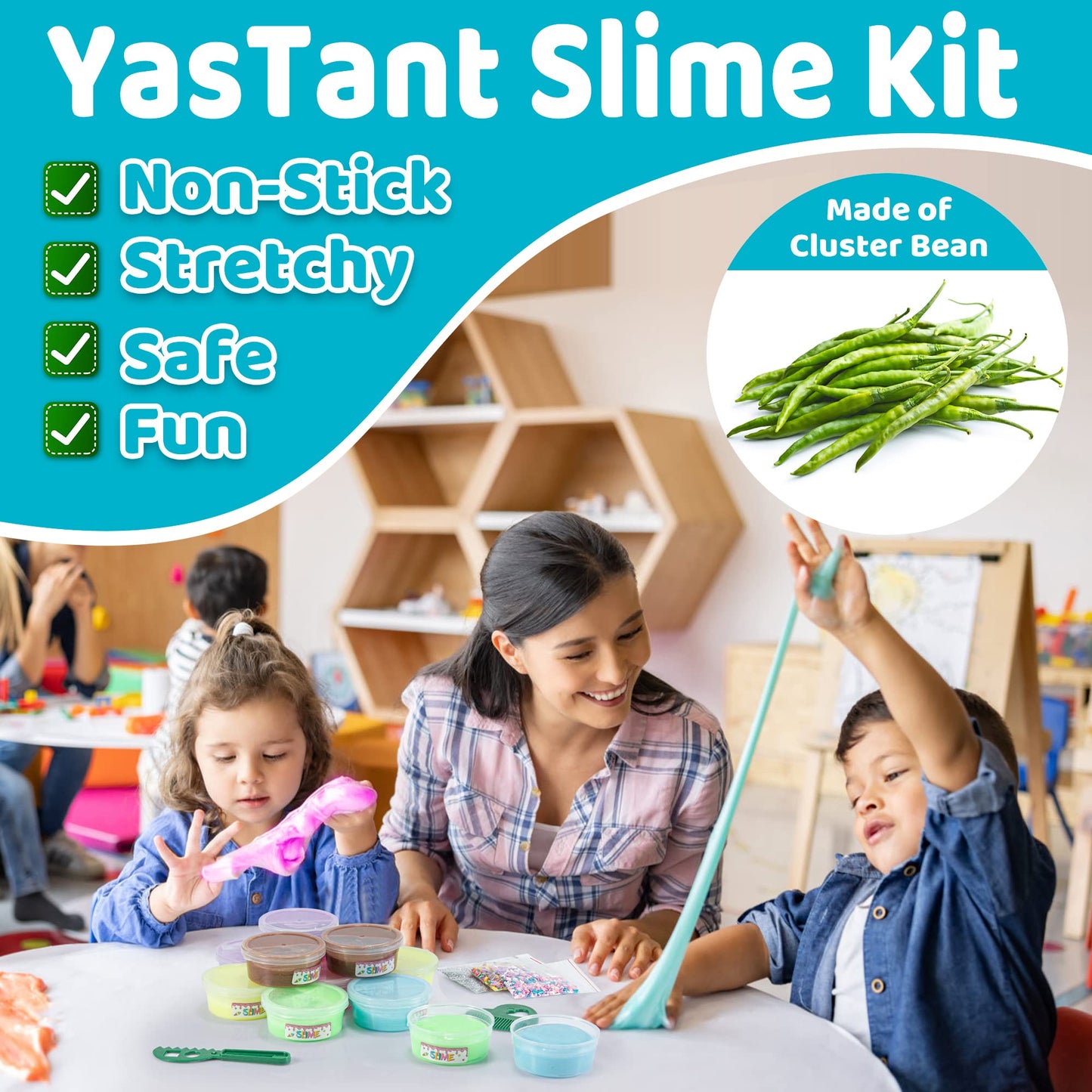 YasTant Slime Kit for Girls and Boys, Safe and Fluffy Slime for Kids, Stress Relief Kids Slime Kits for Toddlers, Stretchy Butter Slime Pack of 6