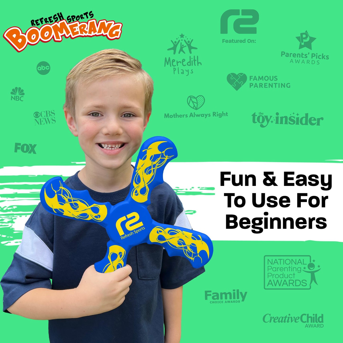 Fun Boomerang for Kids - Soft & Easy to Use - Outdoor Toys for Kids or Adults - Best Gifts for 6 7 8 9 10 Year Old Boys & Girls + 2026 Top Toys for Boys Age 8-12 - Fun Outdoor Toy for Boy Gift Ideas