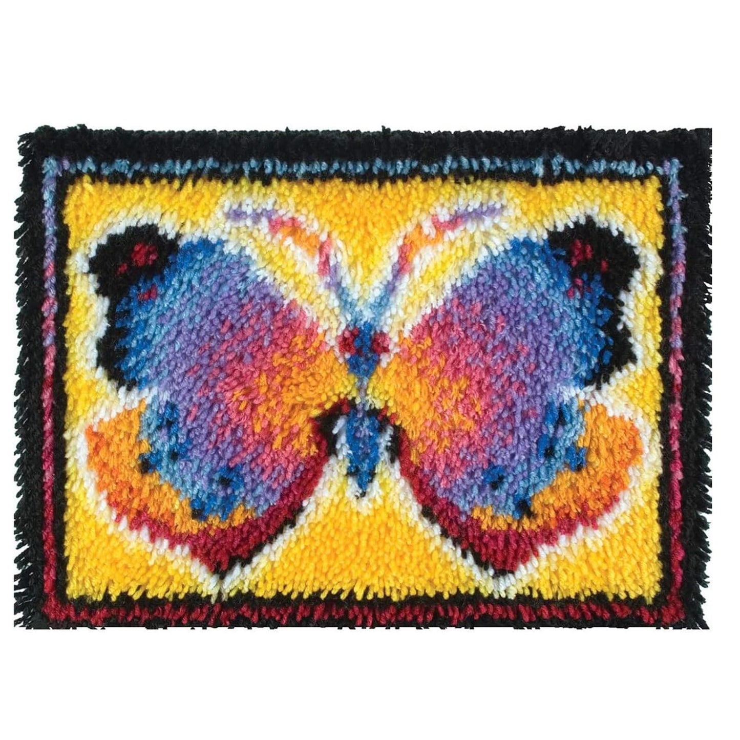 Latch Hook Kits Rug, Latch Hook Kits 3D Printed Canvas Home Decor for Carpet Embroidery Butterfly, 52X38cm/20.4InchX15Inch