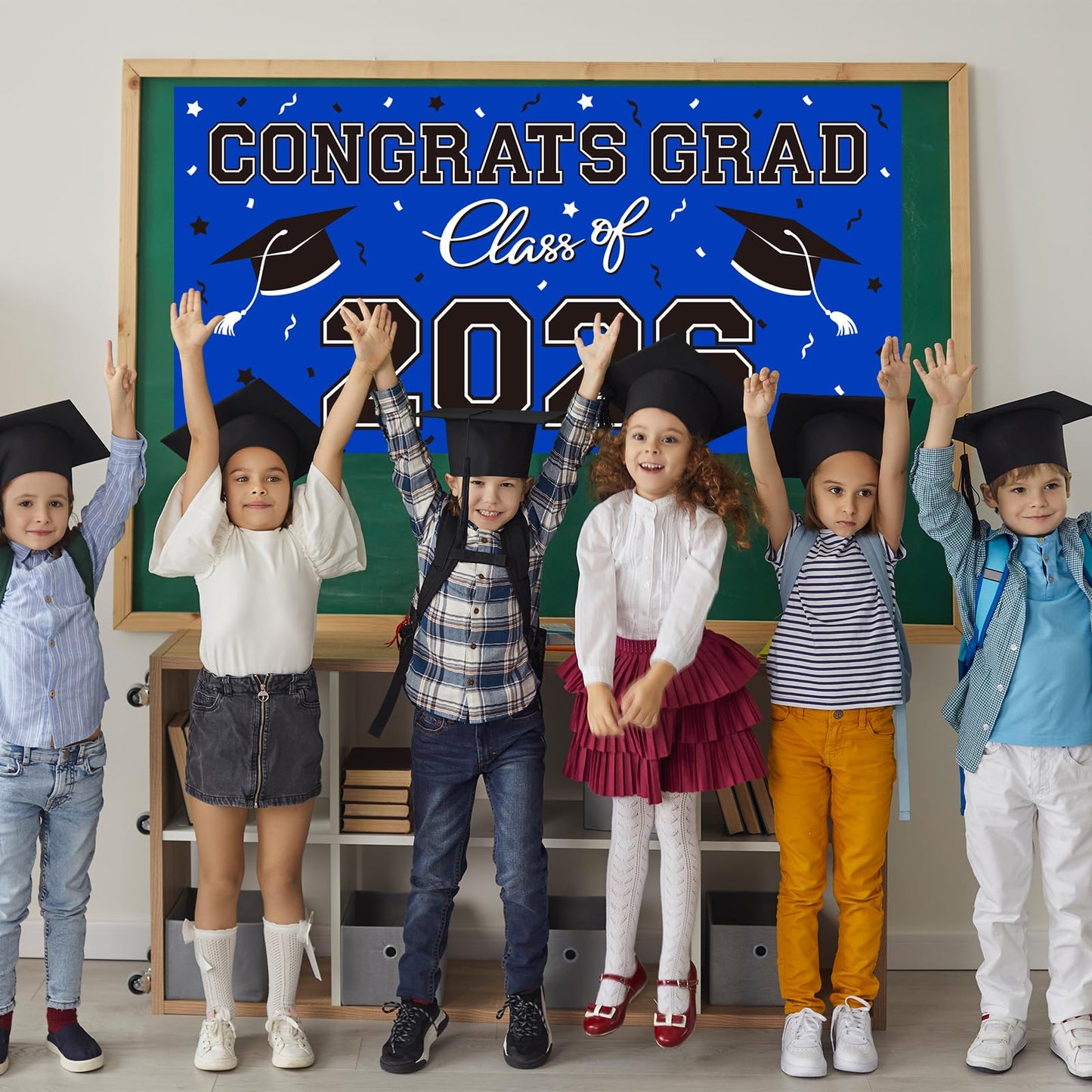 Graduation Party Decorations 2026 Plastic Backdrop - 65" x 32.7" Congrats Grad Banner in Blue, Large Class of 2026 Decorations, Photography & Grad Party Supplies