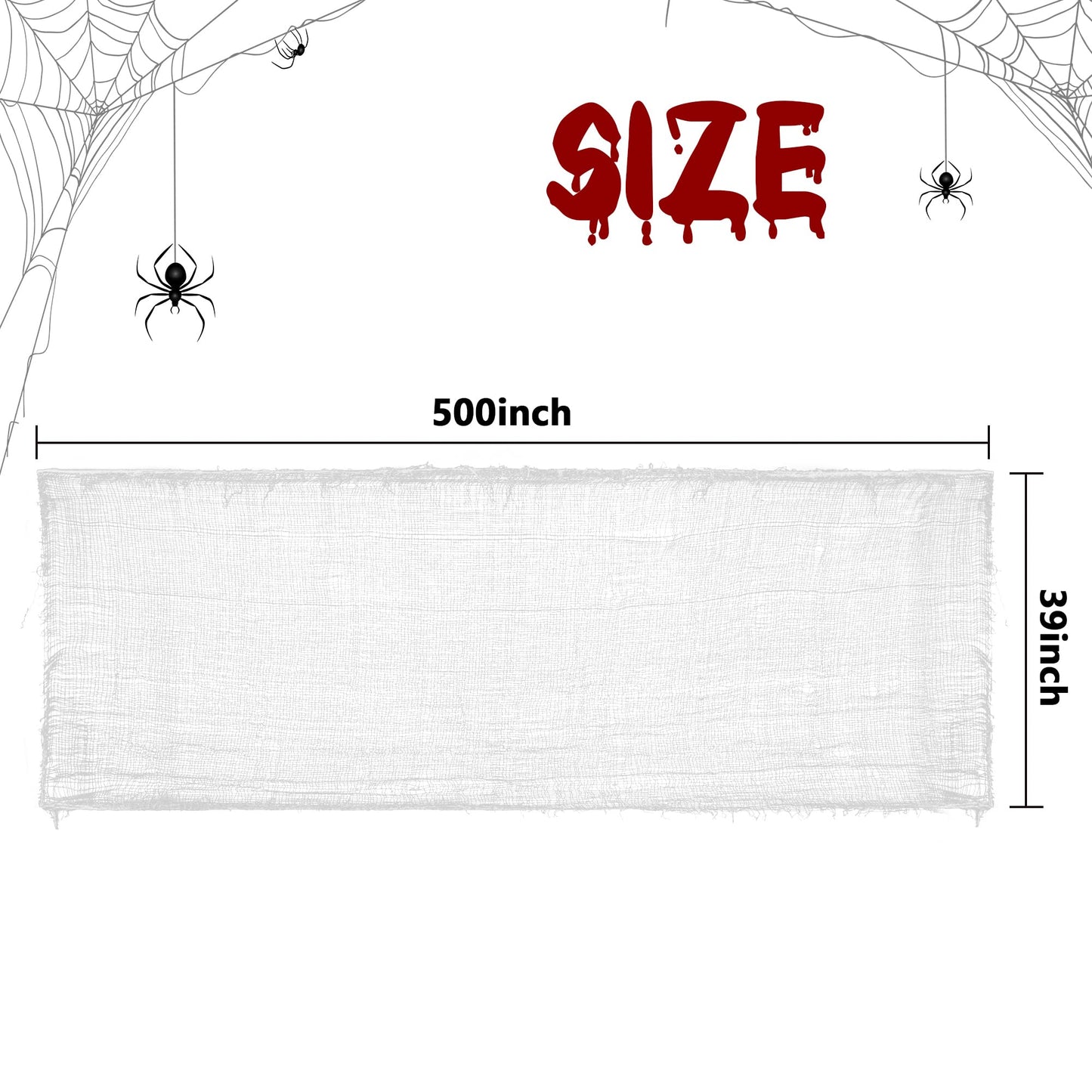 Watayo 500 x 39 Inch Large Size Halloween Spooky Cheese Cloth, Halloween White Scary Creepy Cloth, Windows Doorways Cover Gauze for Halloweens Haunted House Party Decor