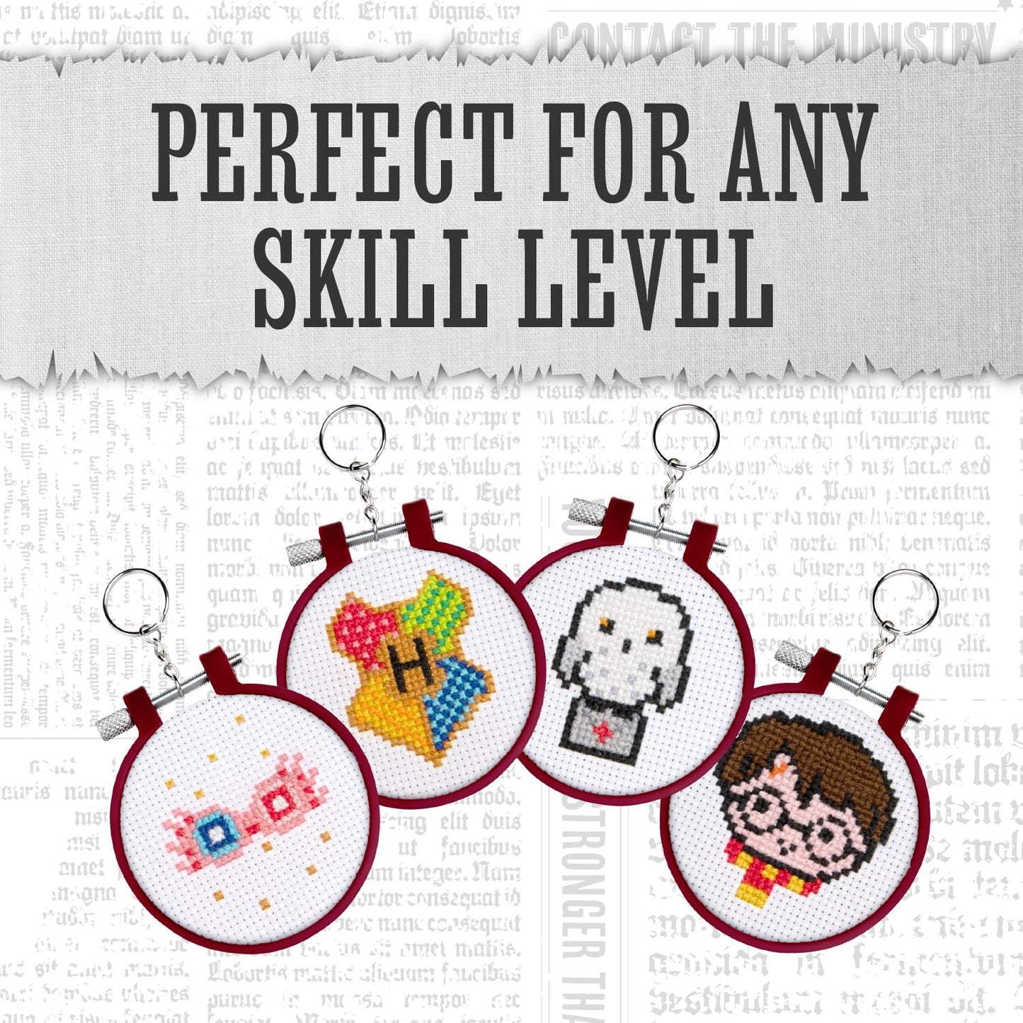 Paladone Harry Potter Stamped Cross Stitch, Embroidery Kit - Officially Licensed Wizarding World Merchandise, Easy Craft Activity for Movie Fans, Starter Kit for Needlework Beginners