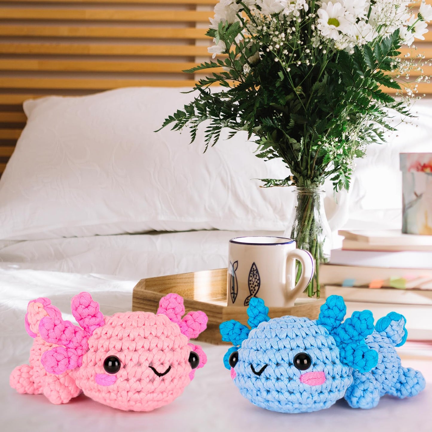 Crochet Kit for Beginner, Crochet Starter Kit w Step-by-Step Video Tutorials, Crochet Kit for Beginners, Beginner Crochet Kit for Adults Kids Women Men Complete Kit Included (Axolotl 2Pack)