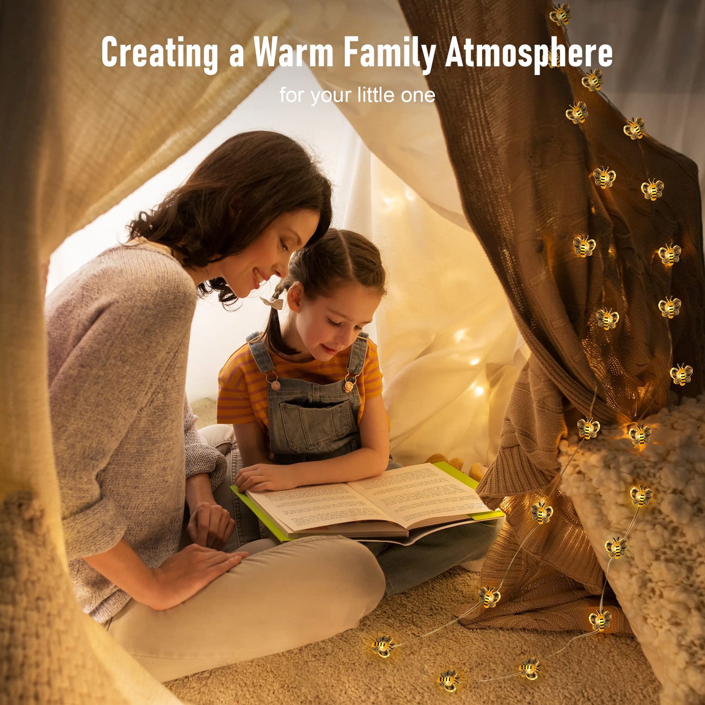 Coquimbo Bee Lights Room Decor, 10ft 30 LED Cute Bee String Fairy Lights Battery Operated, Honey Bee Gifts for Women Girls, Bee Decorations for Bedroom Plants Patio Party Wedding Party Xmas