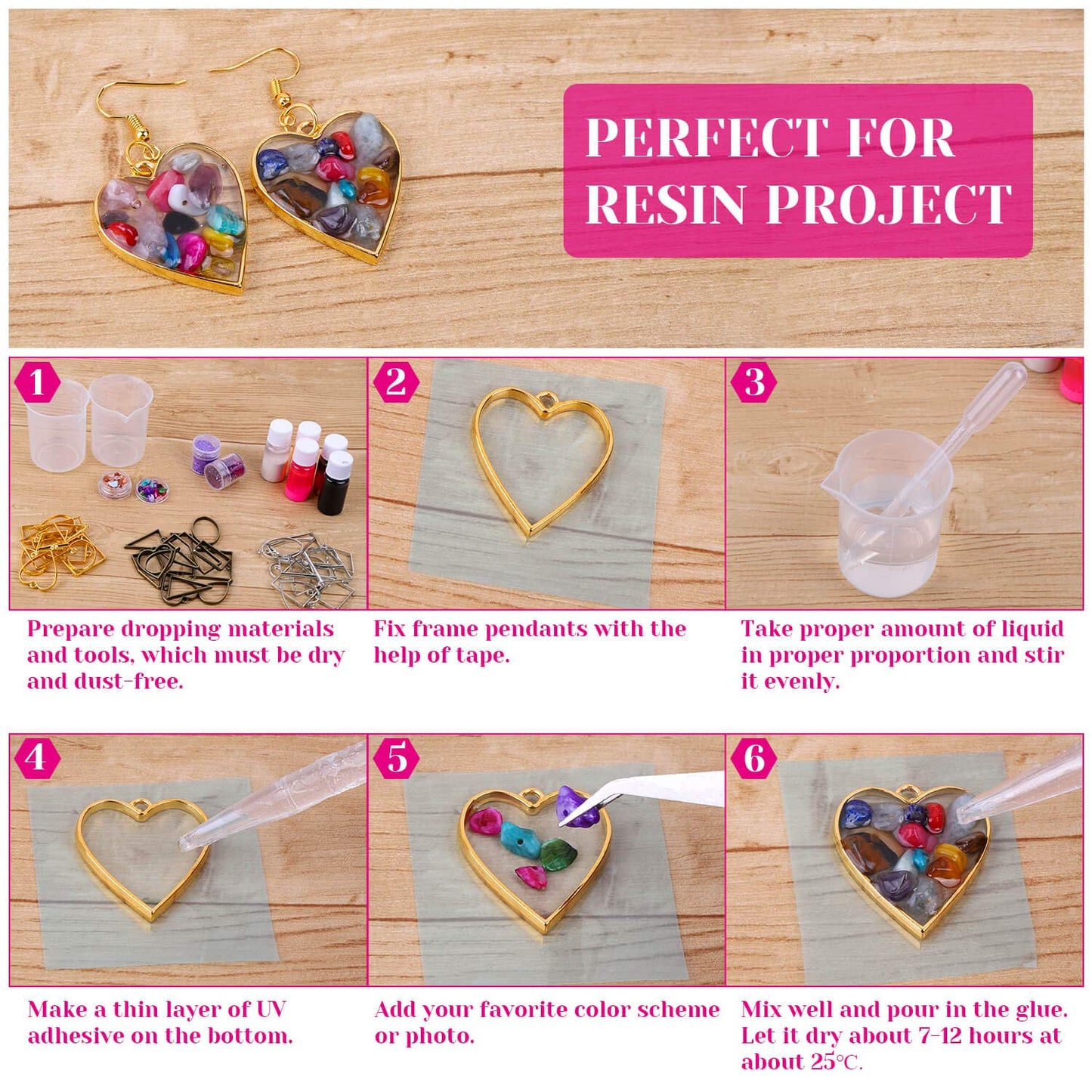 Shynek 60Pcs Hollow Frame Pendants Resin Craft Bezels Jewelry Molds for Resin Casting, Necklaces Earrings Making Supplies