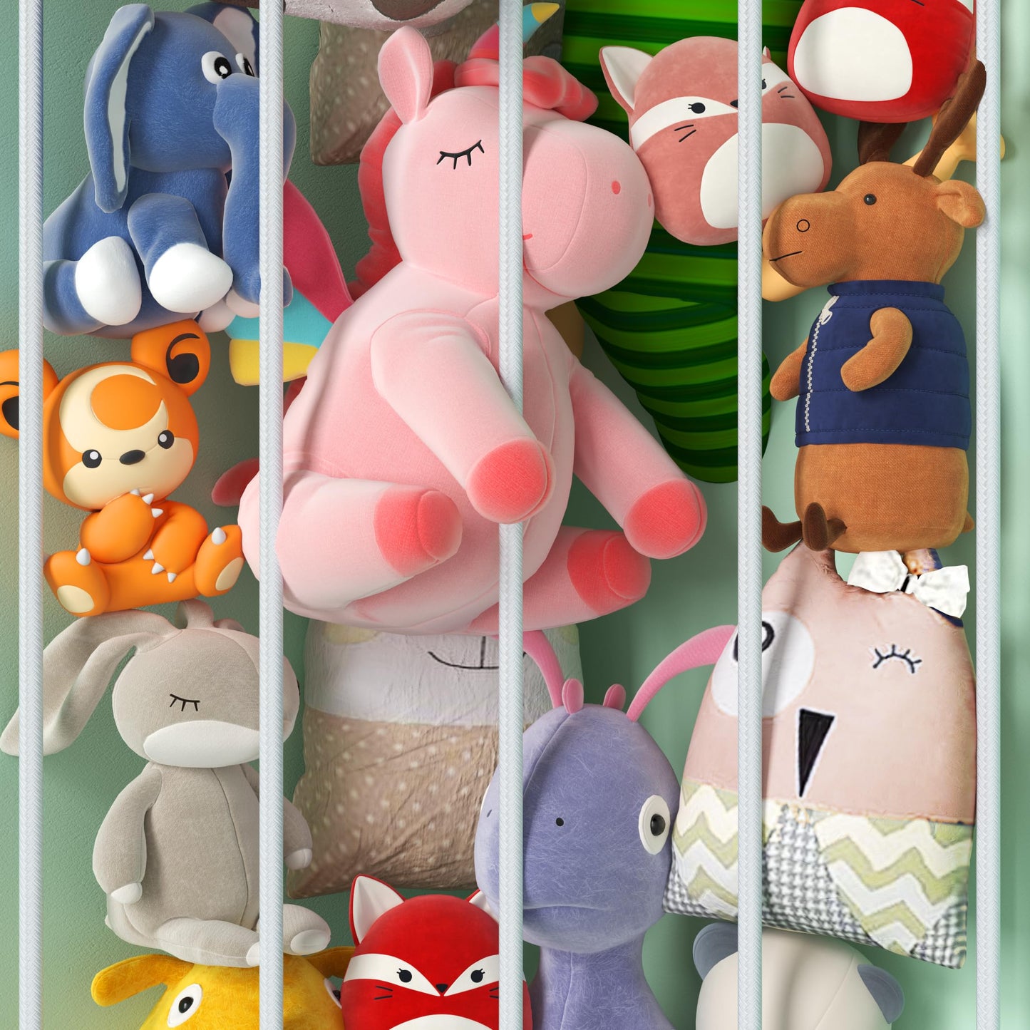 Corner Stuffed Animal Storage, Kids Stuffed Animal Toy Organizer and Storage Zoo, Toys Holder Shelf for Wall Hanging Nursery Play Room Bedroom Perfect, Wall Décor, Toddler Boys Girls
