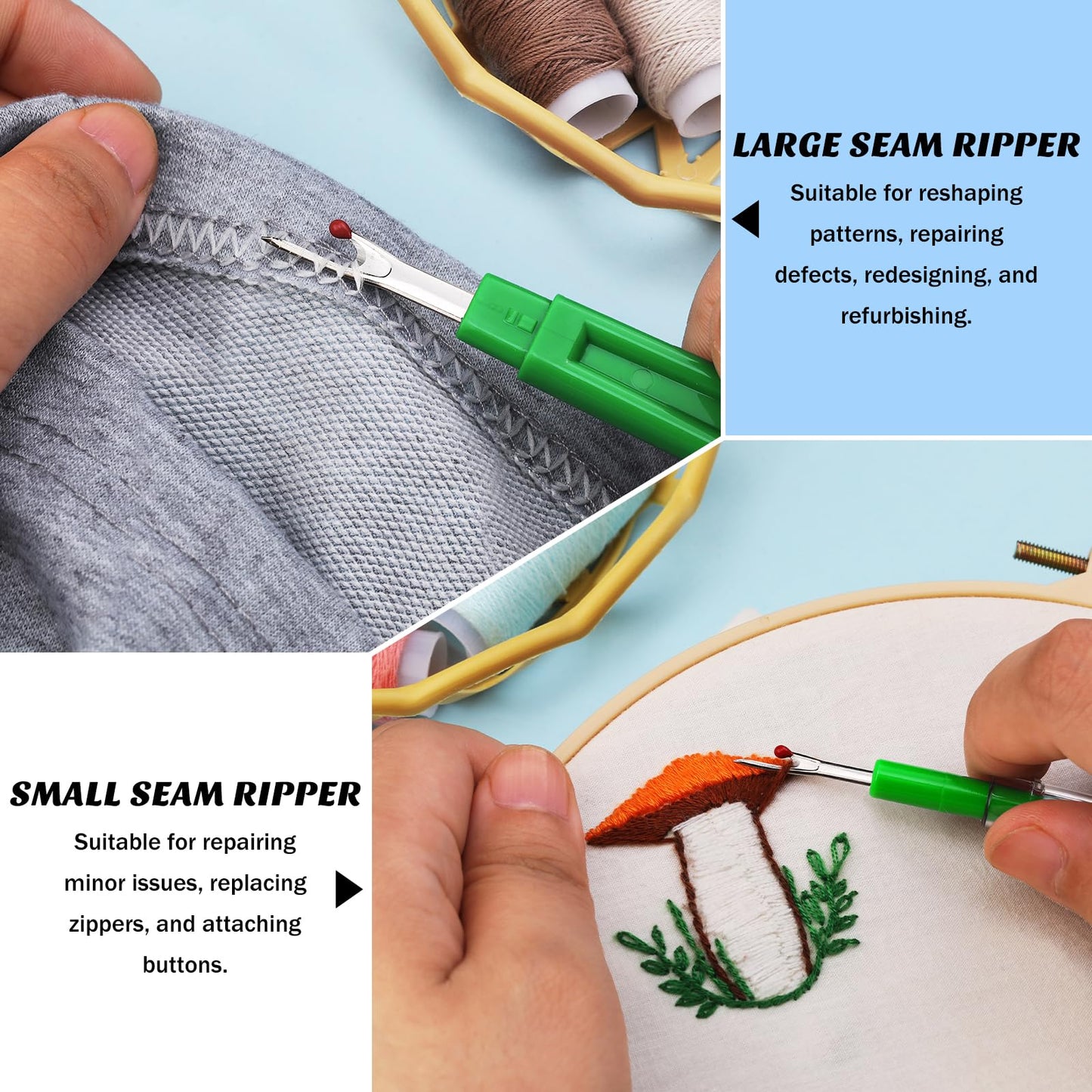 Seam Rippers for Sewing, 2 Big and 2 Small Stitch Remover Tools, Thread Ripper with Thread Snips for Sewing and DIY Craft