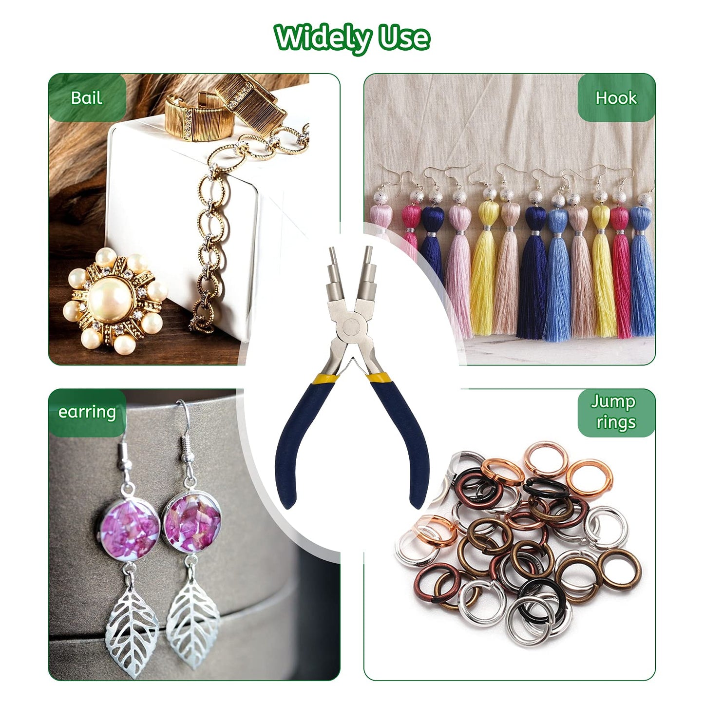 6 Step Jewelry Bail Making Pliers, AngleKai 3-10mm Wire Looping Forming Pliers Wire Wrapping Tools with Non-Slip Handle, Round Nose (1)
