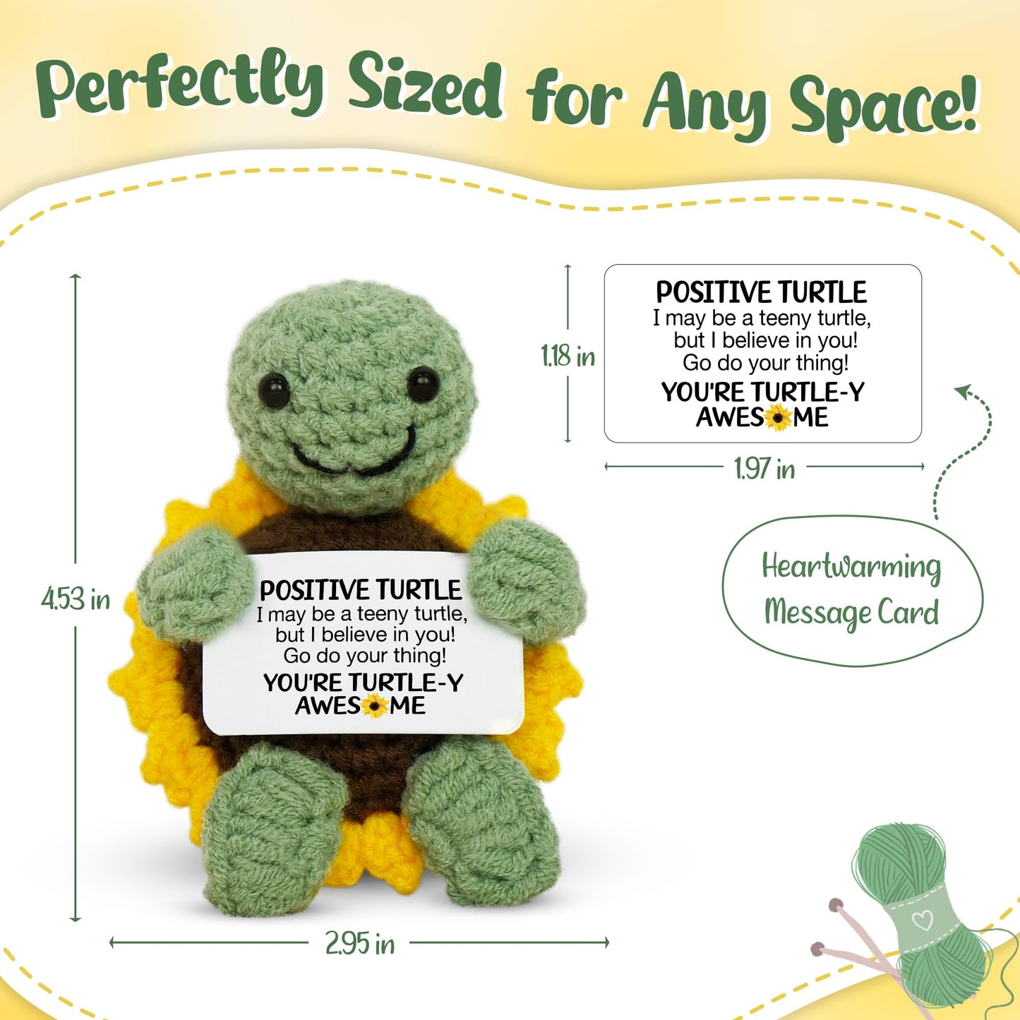 Valentines Day Gifts for Kids Teen - Positive Turtle Crochet Animals, Galentines Birthday Relaxtion Gifts for Teen Girls Boys Daughter Son Mom Dad Sister Friend Women Home Desk Basket Decor