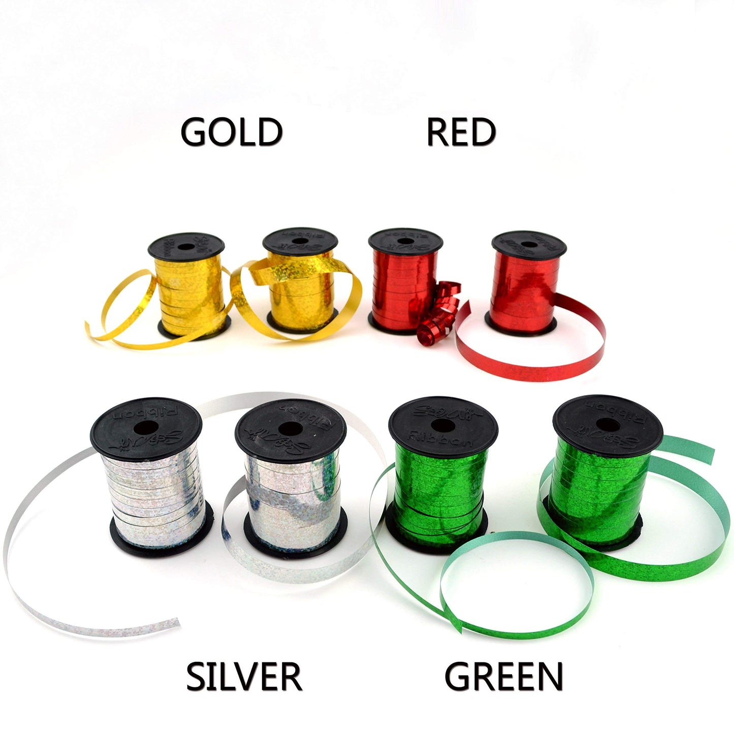 Star 3/16" and 3/8" Holographic Sparkles Curling Ribbon in 12 Colors | 24 Spools in Products Display Quickly | Sparkly Ribbon Great for Gift Wrap and Balloon String