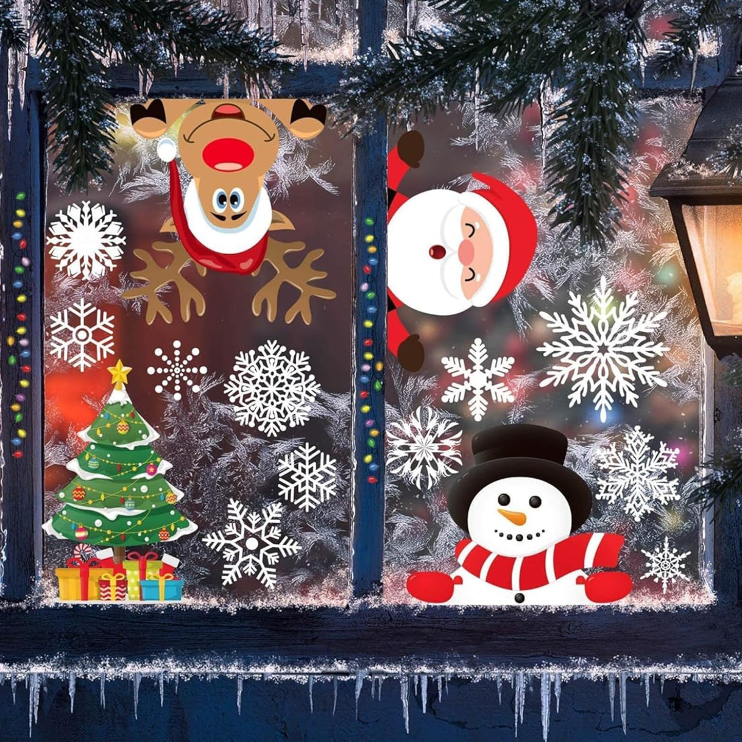 Christmas Window Clings, Christmas Window Stickers Decorations Xmas Snowflake Window Clings Decals Decor Xmas Decorations Indoor