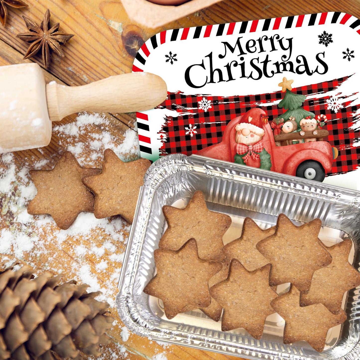 Christmas Aluminum Leftover Containers 36PCS Watercolor Christmas Food Storage with Lids Disposable To Go Containers Foil Tin Pans Winter Holiday Party Supplies