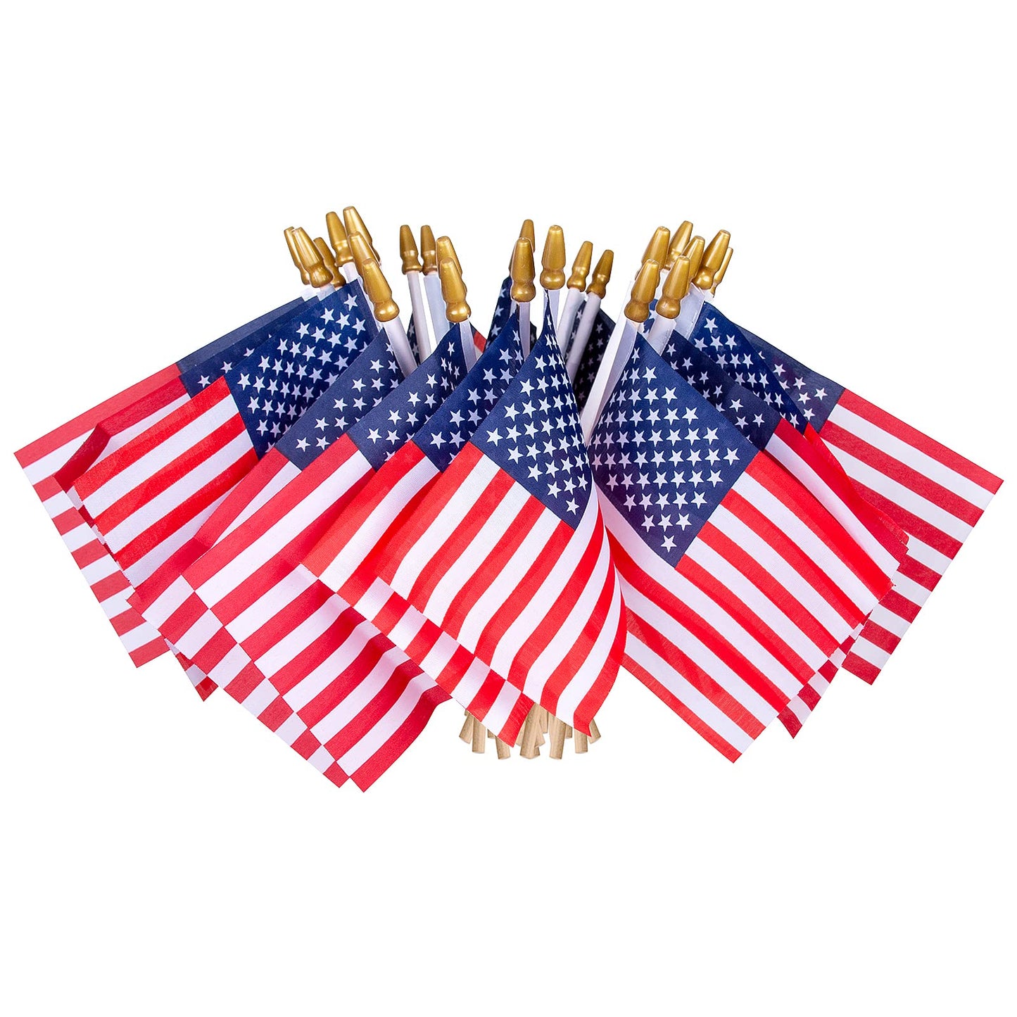HOOSUN 12 Pcs Small American Flags On Stick,4th of July Decorations Small USA Flag On Stick,Mini 4''x6'' American Flags for Outside,Fourth of July Flag for Yard Lawn,Patriotic Memorial Day Decorations